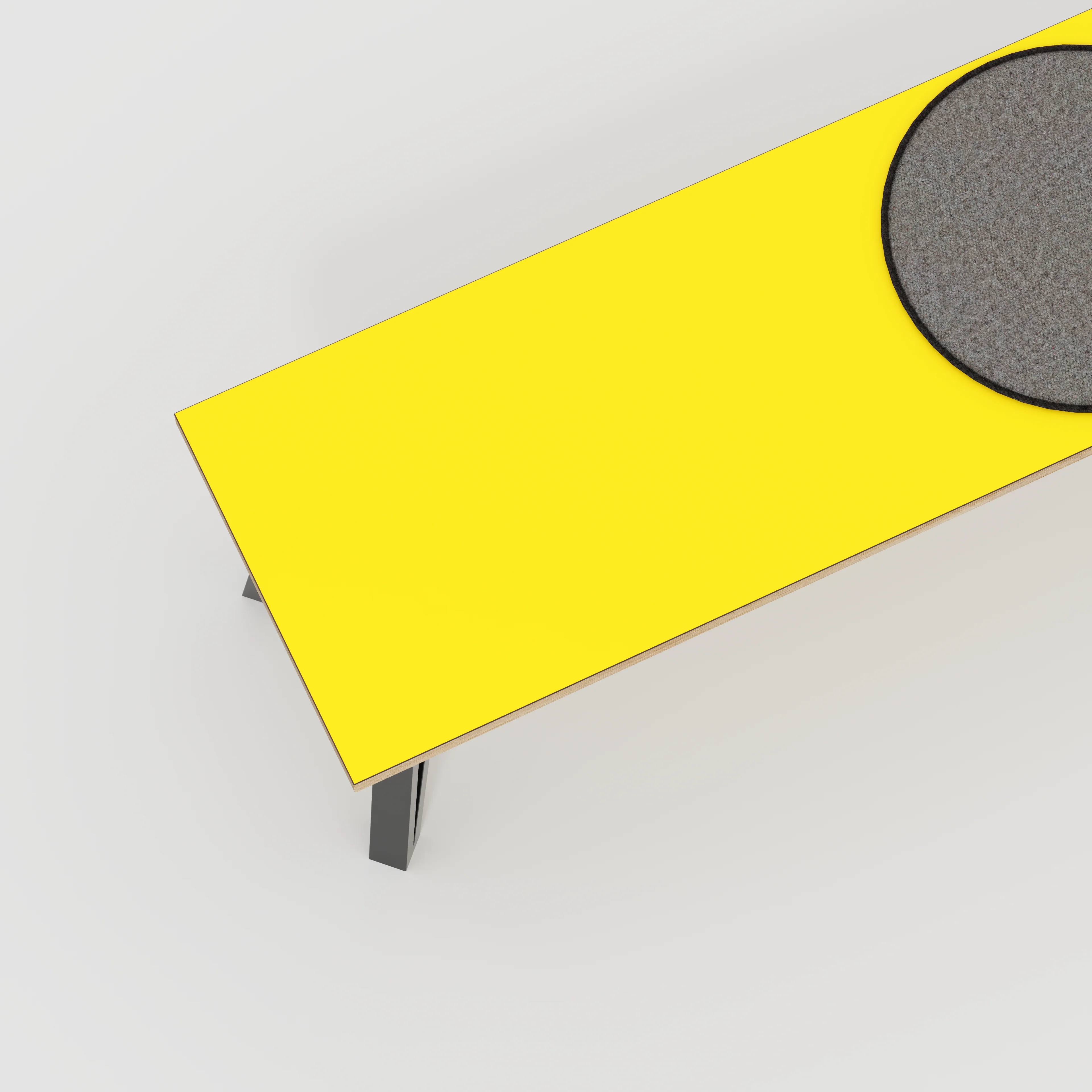 Plywood Bench Seat with Black Box Hairpin Legs - Formica Chrome Yellow - 1200(w) x 400(d) x 450(h) - Image 3