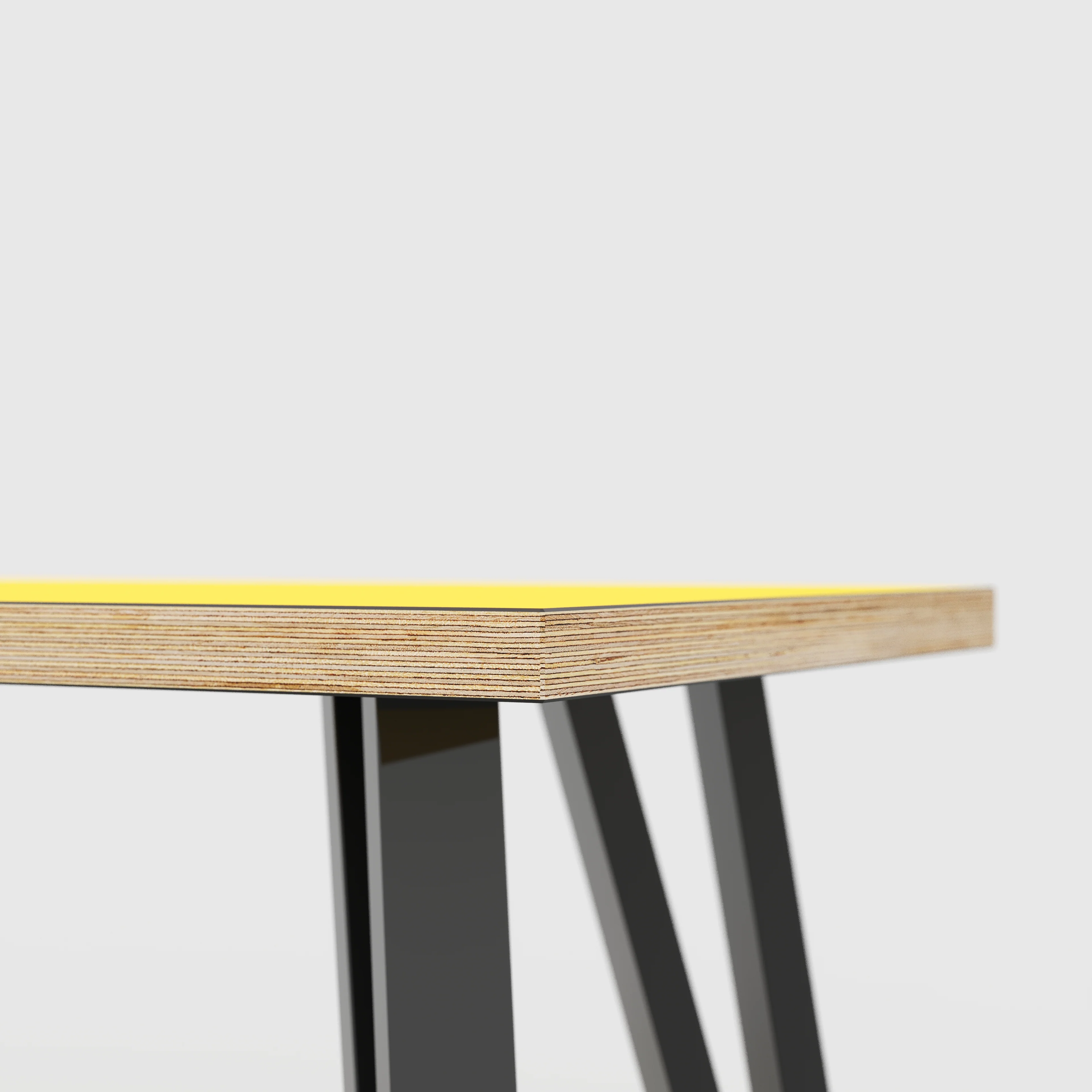 Plywood Bench Seat with Black Box Hairpin Legs - Formica Chrome Yellow - 1200(w) x 400(d) x 450(h) - Image 4