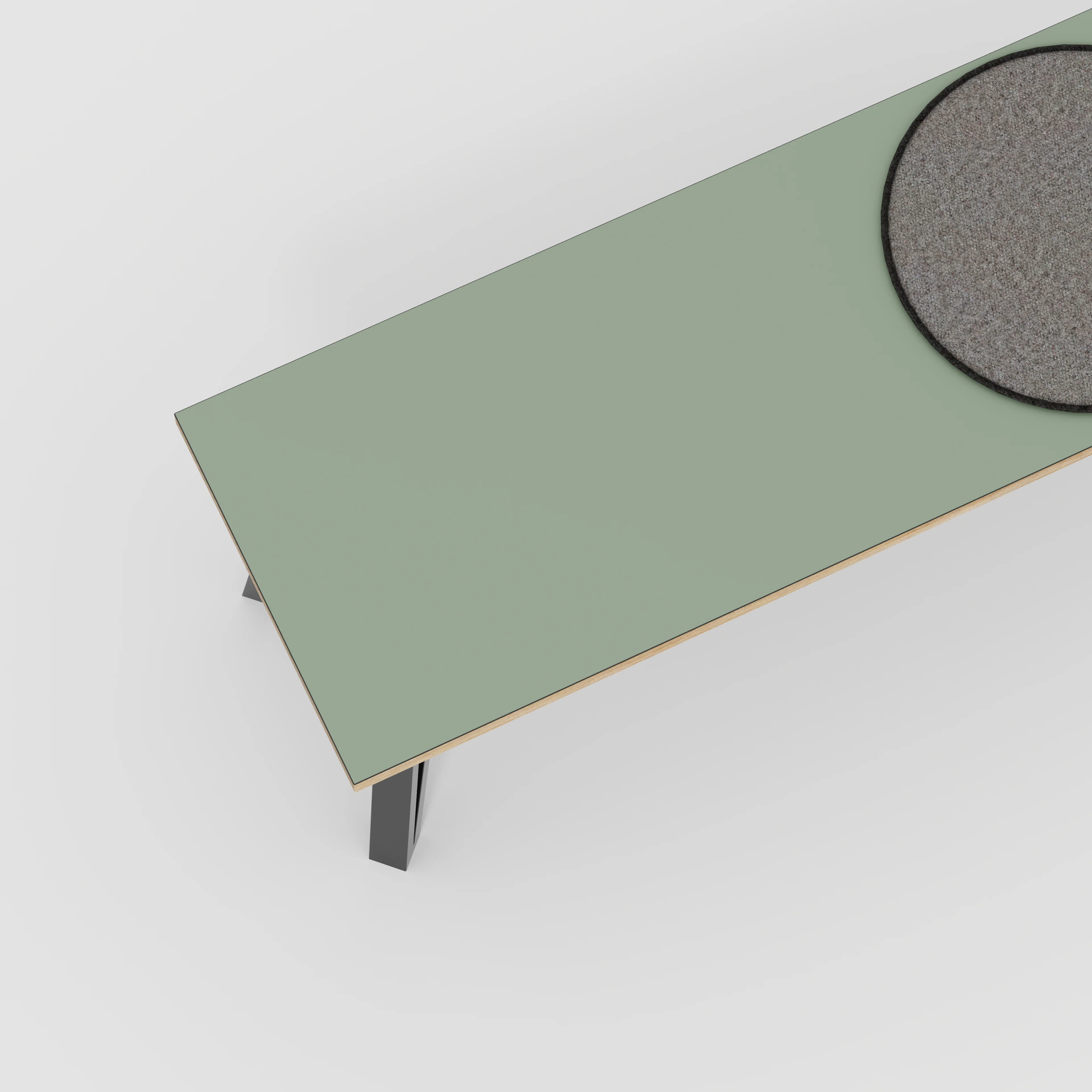 Plywood Bench Seat with Black Box Hairpin Legs - Formica Green Slate - 1200(w) x 400(d) x 450(h) - Image 3