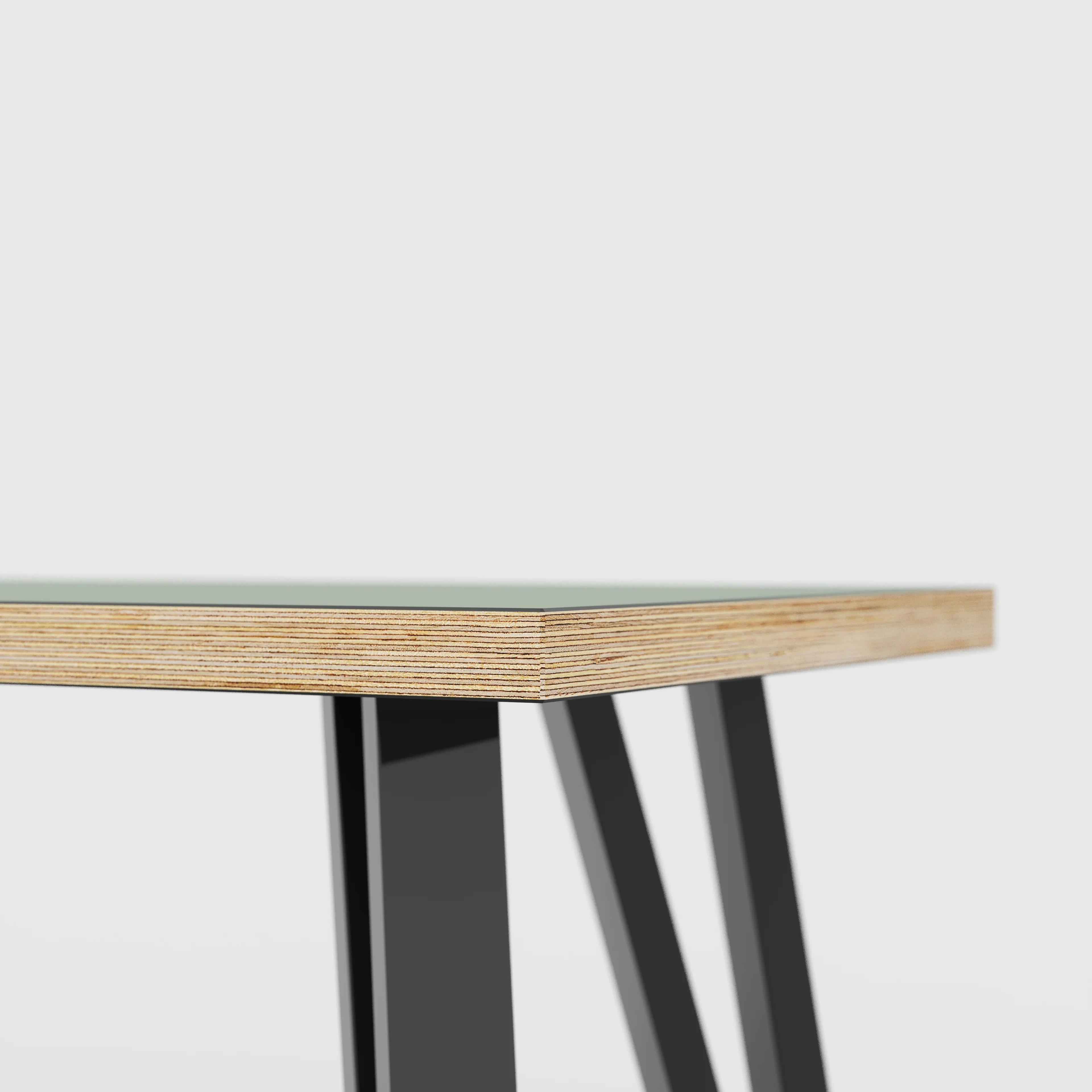 Plywood Bench Seat with Black Box Hairpin Legs - Formica Green Slate - 1200(w) x 400(d) x 450(h) - Image 4