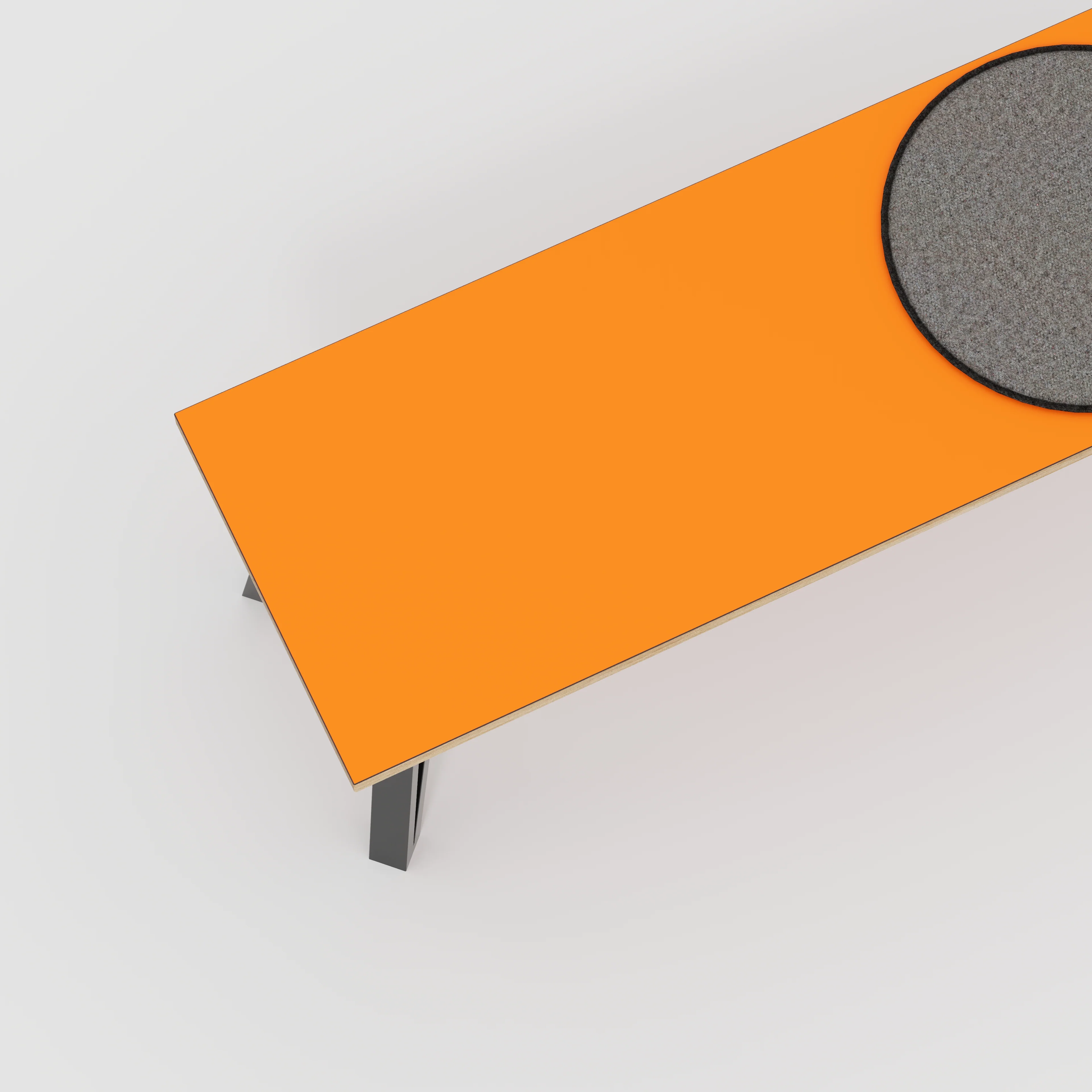 Plywood Bench Seat with Black Box Hairpin Legs - Formica Levante Orange - 1600(w) x 400(d) x 450(h) - Image 3