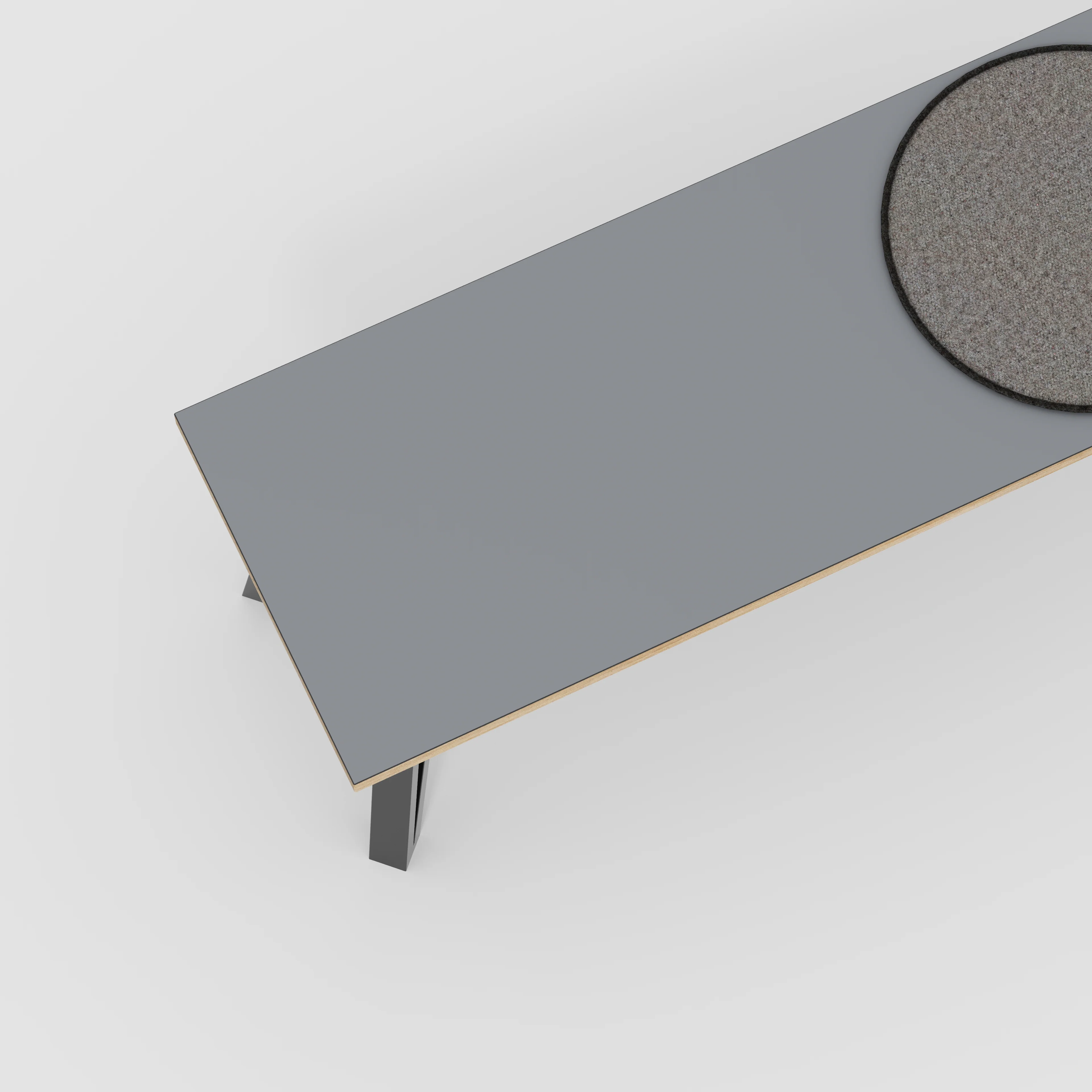 Plywood Bench Seat with Black Box Hairpin Legs - Formica Tornado Grey - 1600(w) x 400(d) x 450(h) - Image 3