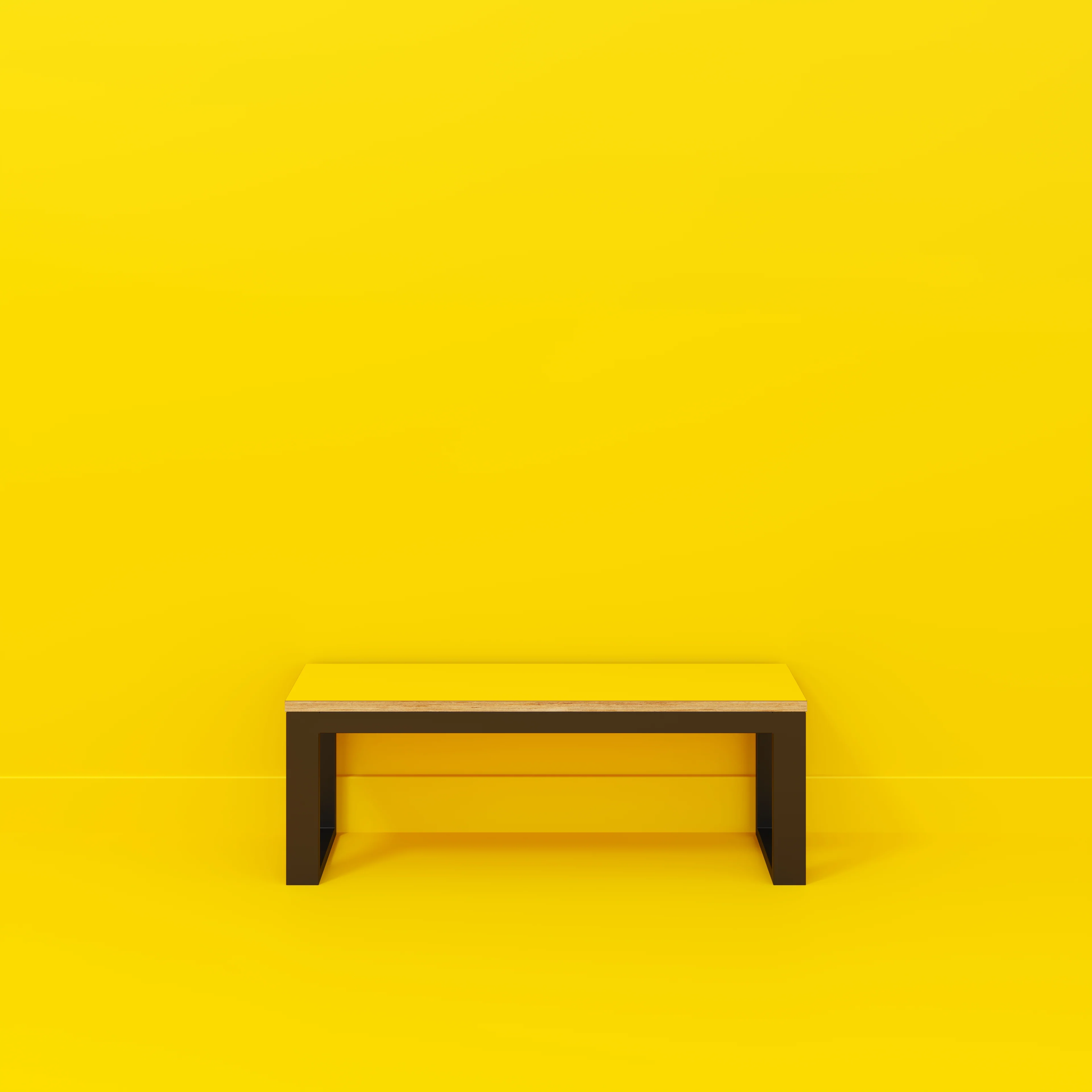 Plywood Bench Seat with Black Industrial Frame - Formica Chrome Yellow - 1200(w) x 325(d) - Image 2