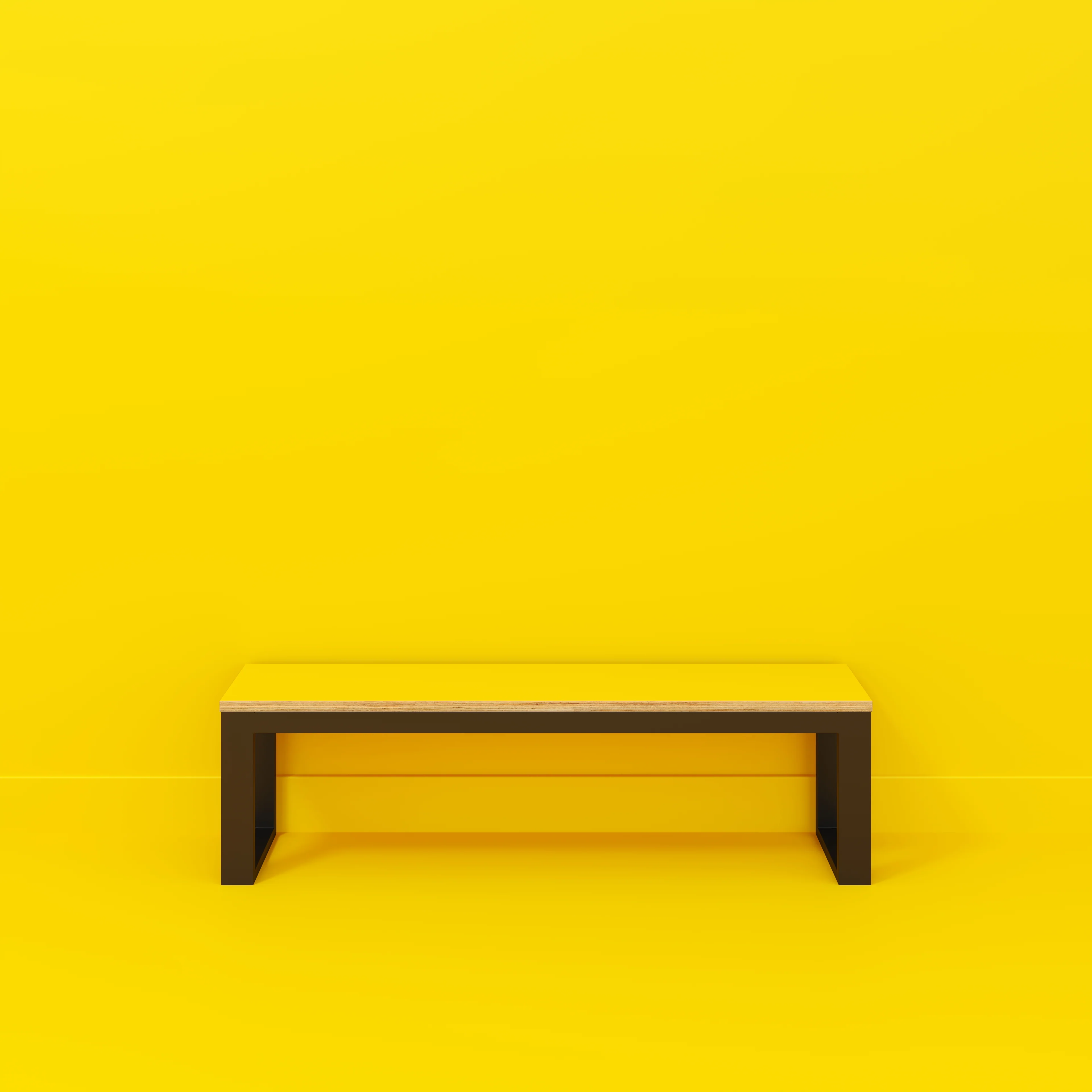 Plywood Bench Seat with Black Industrial Frame - Formica Chrome Yellow - 1500(w) x 325(d) - Image 2