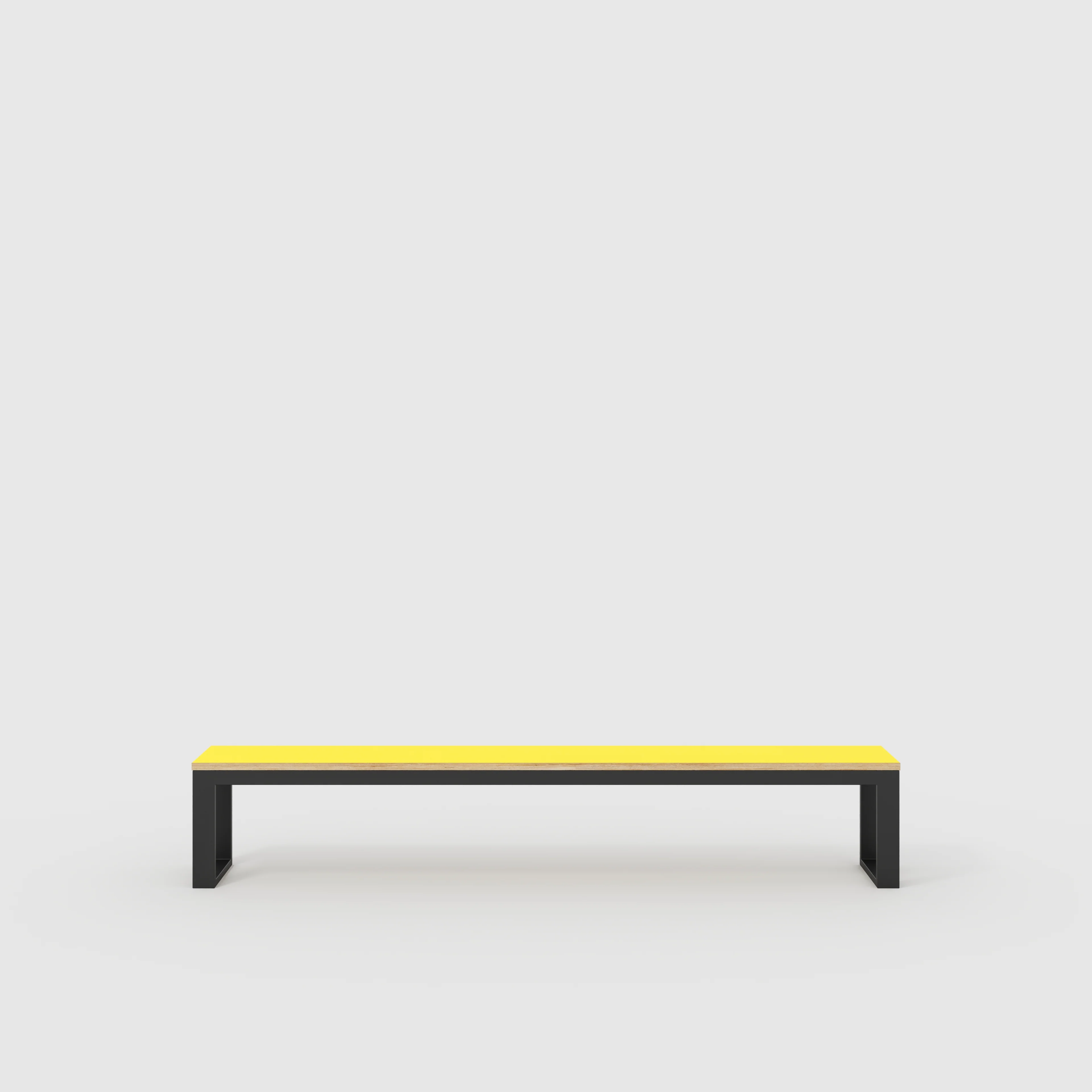 Plywood Bench Seat with Black Industrial Frame - Formica Chrome Yellow - 2400(w) x 325(d)