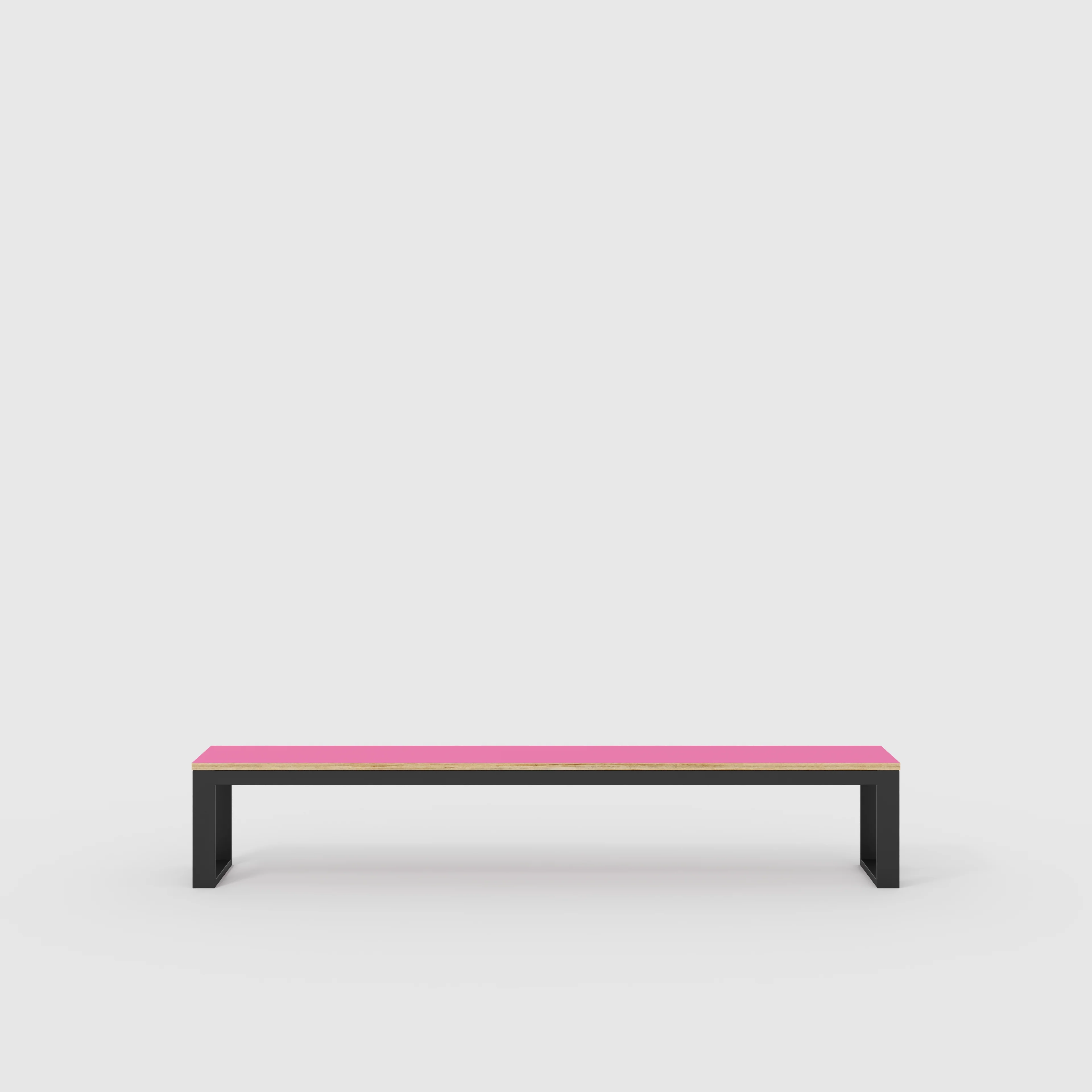 Plywood Bench Seat with Black Industrial Frame - Formica Juicy Pink - 2400(w) x 325(d)