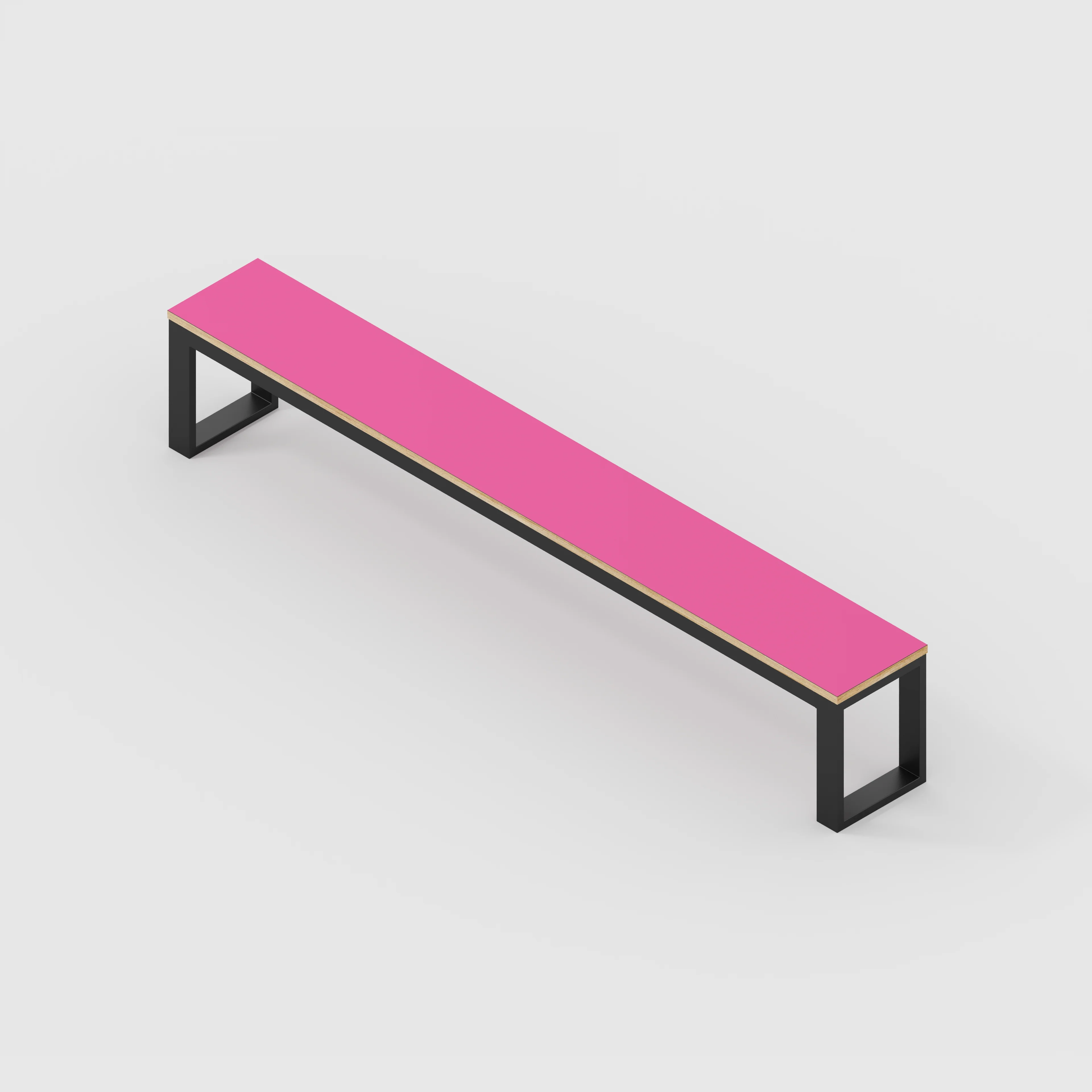 Plywood Bench Seat with Black Industrial Frame - Formica Juicy Pink - 2400(w) x 325(d) - Image 3