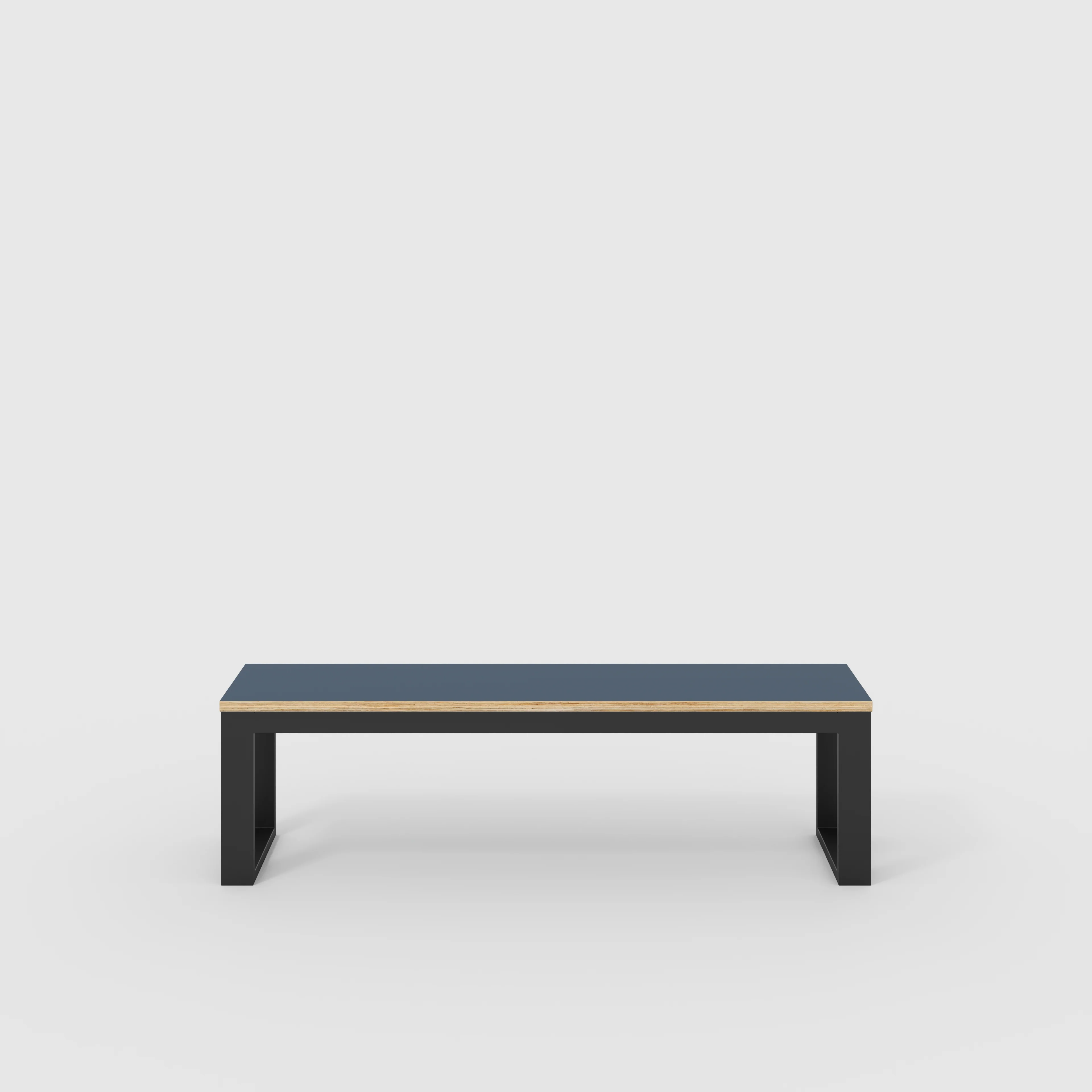 Plywood Bench Seat with Black Industrial Frame - Formica Night Sea Blue - 1500(w) x 325(d)
