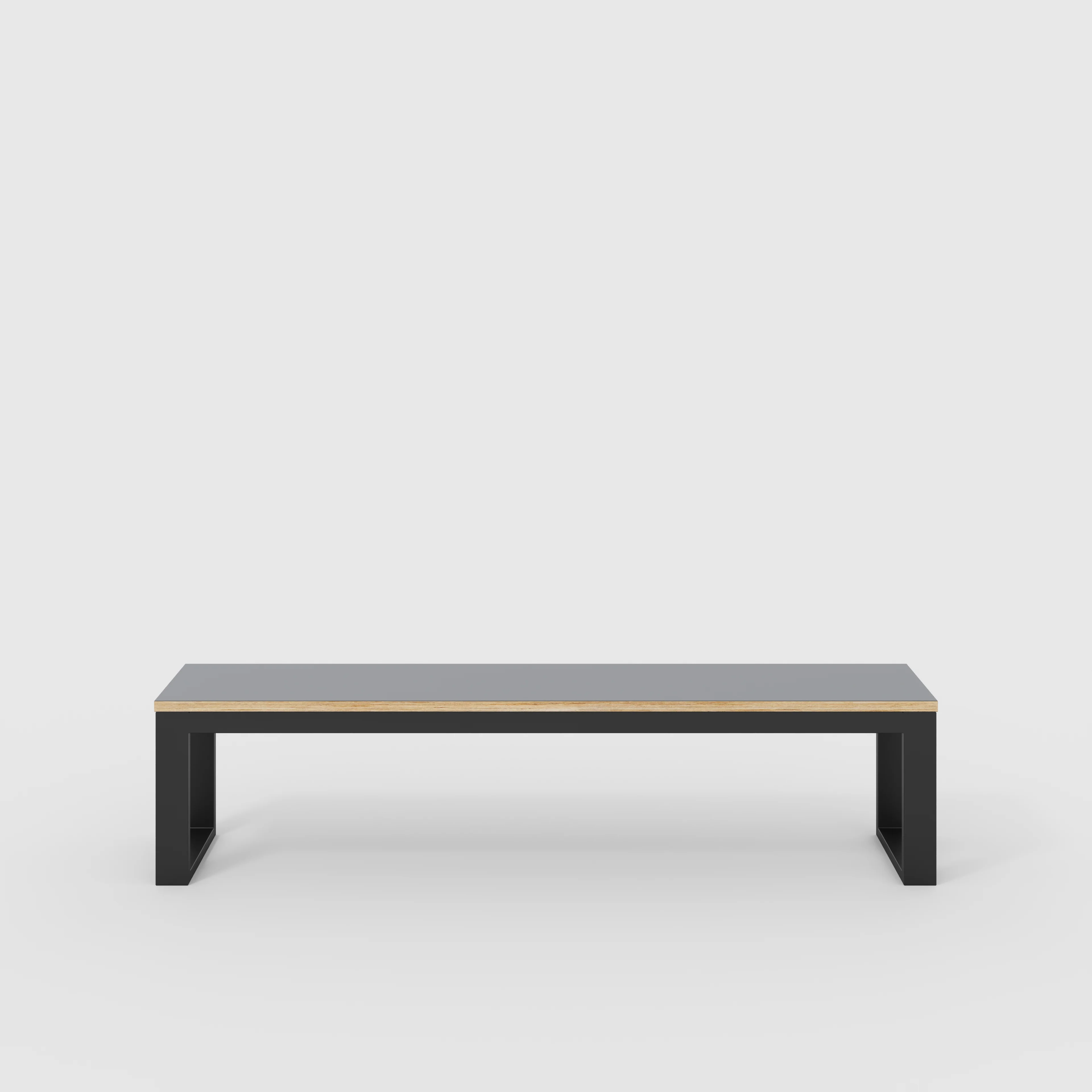 Plywood Bench Seat with Black Industrial Frame - Formica Tornado Grey - 1800(w) x 325(d)