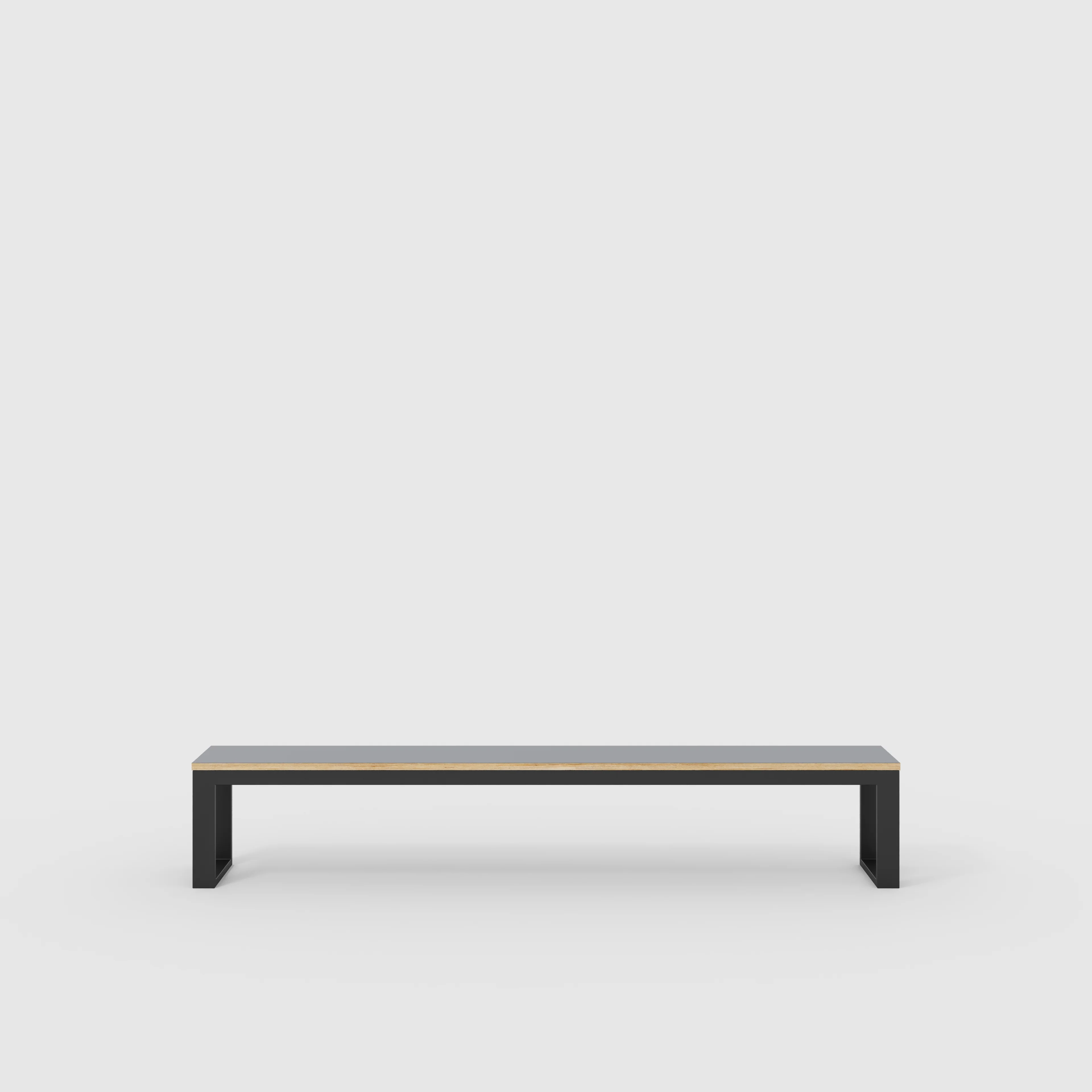 Plywood Bench Seat with Black Industrial Frame - Formica Tornado Grey - 2400(w) x 325(d)