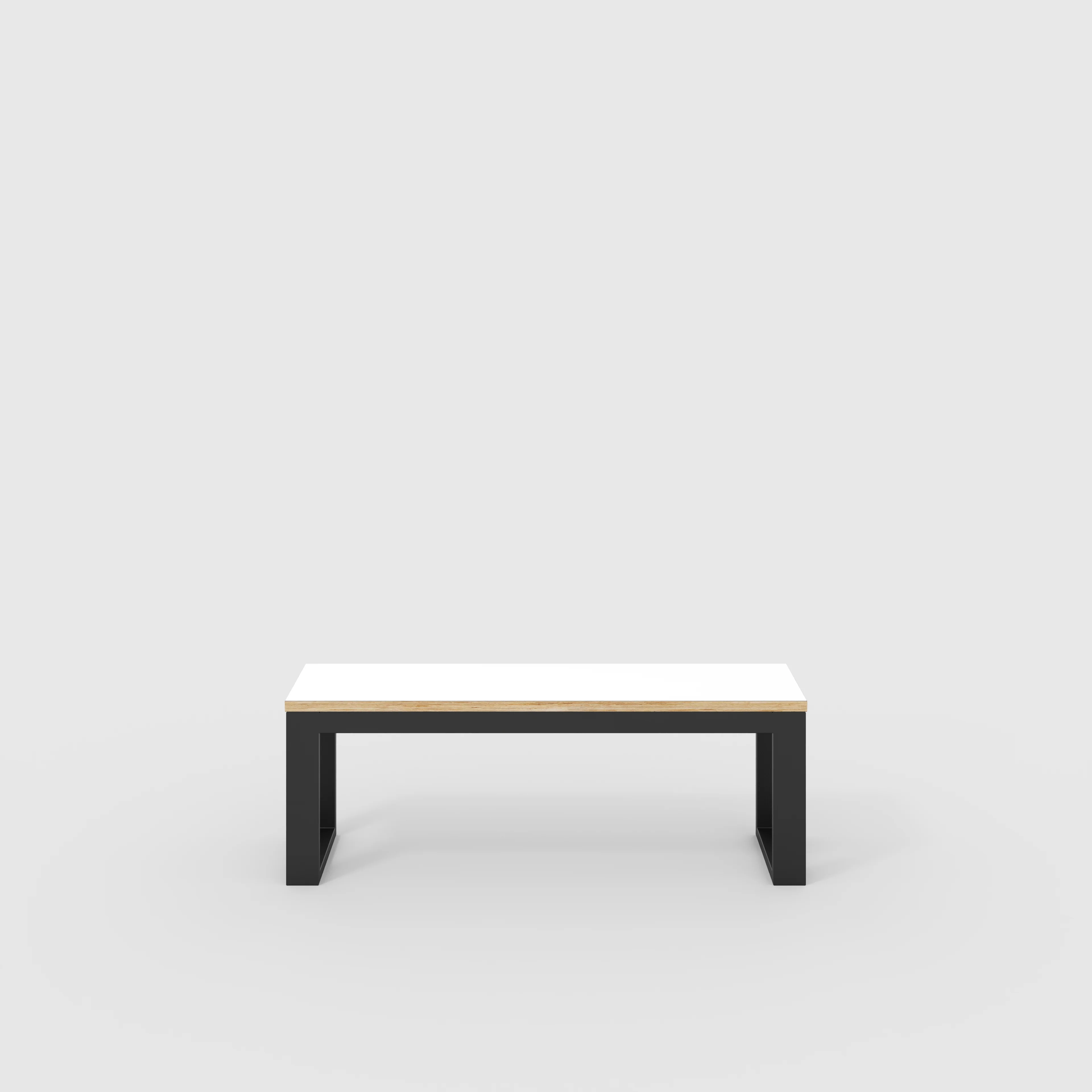 Plywood Bench Seat with Black Industrial Frame - Formica White - 1200(w) x 325(d)