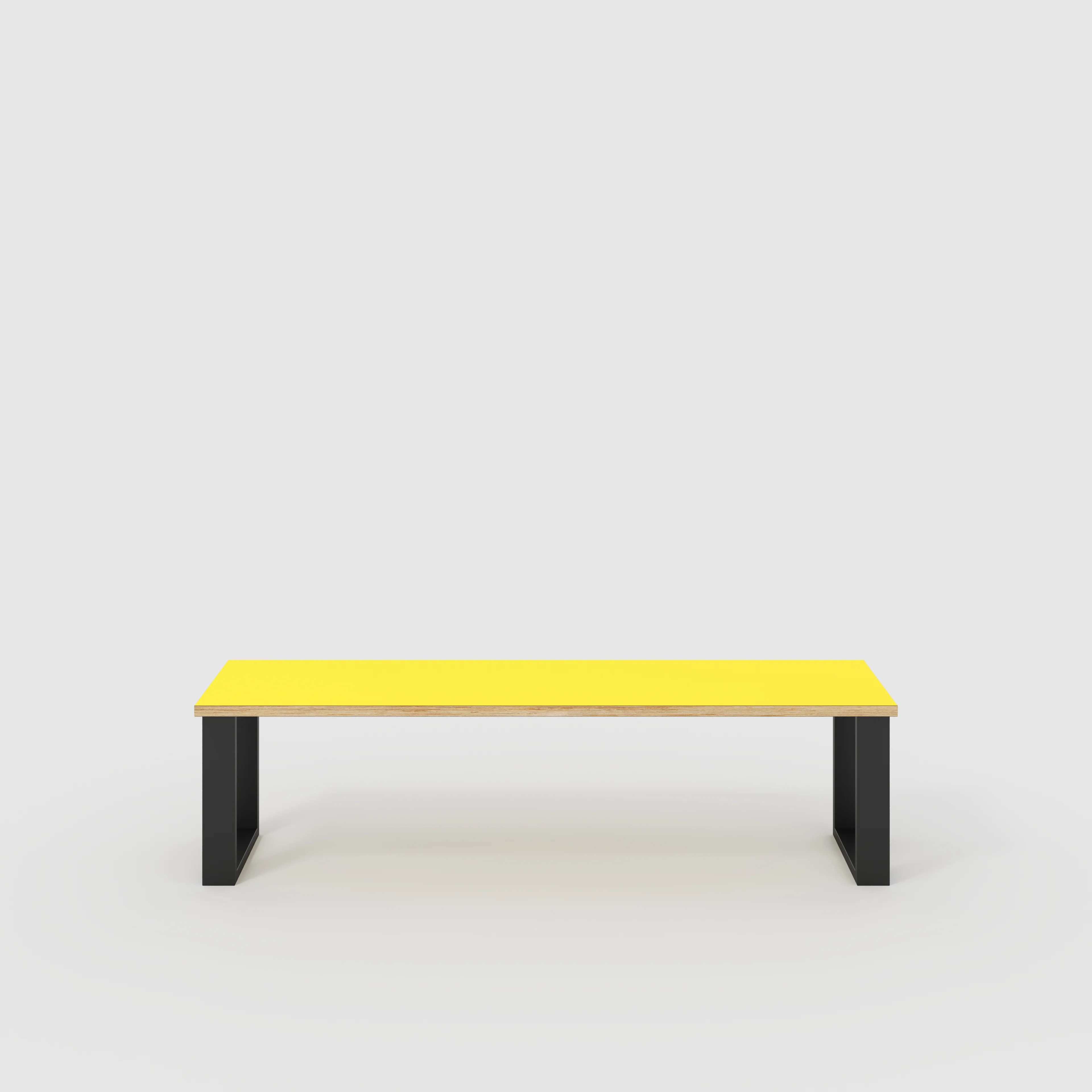 Plywood Bench Seat with Black Industrial Legs - Formica Chrome Yellow - 1600(w) x 400(d)