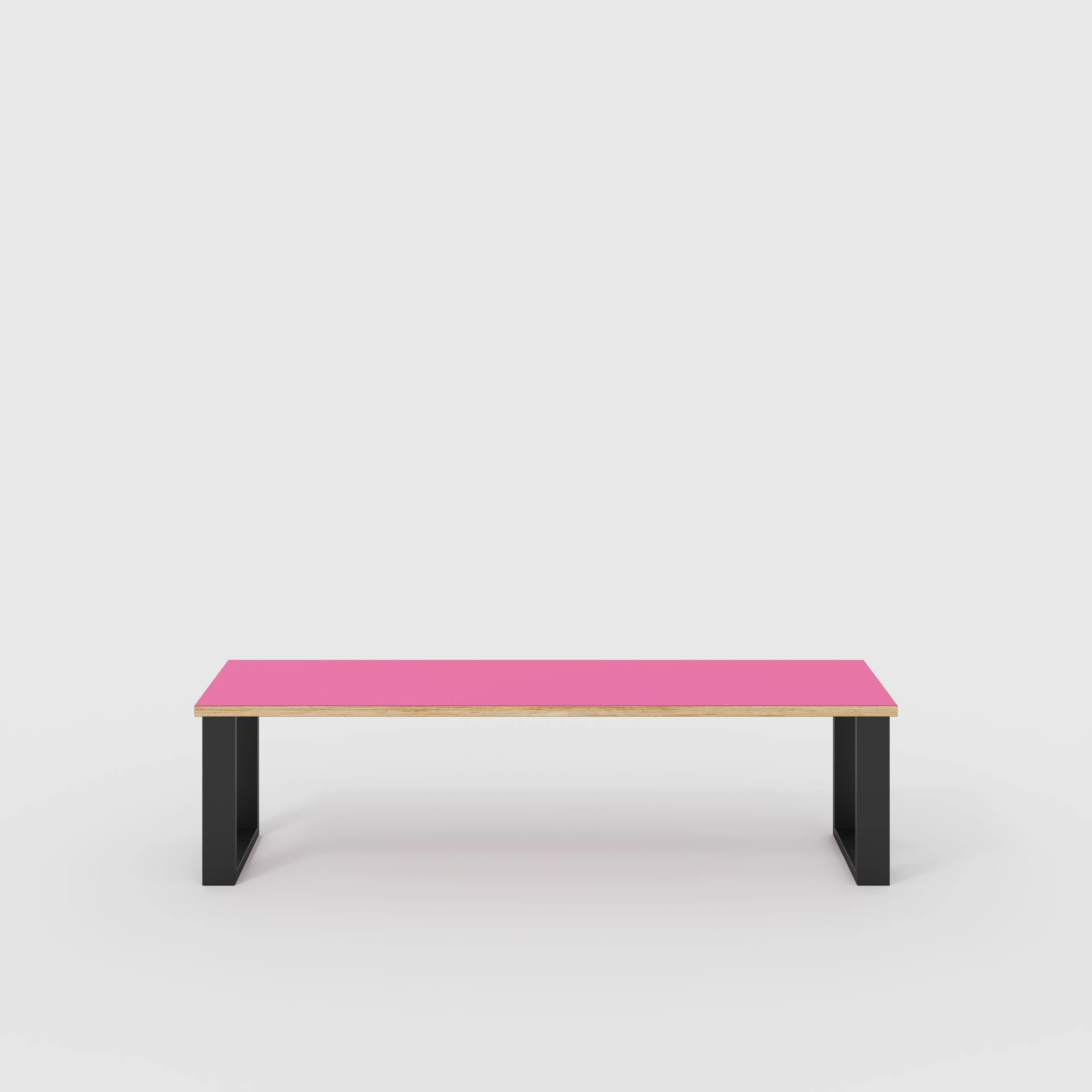 Plywood Bench Seat with Black Industrial Legs - Formica Juicy Pink - 1600(w) x 400(d)