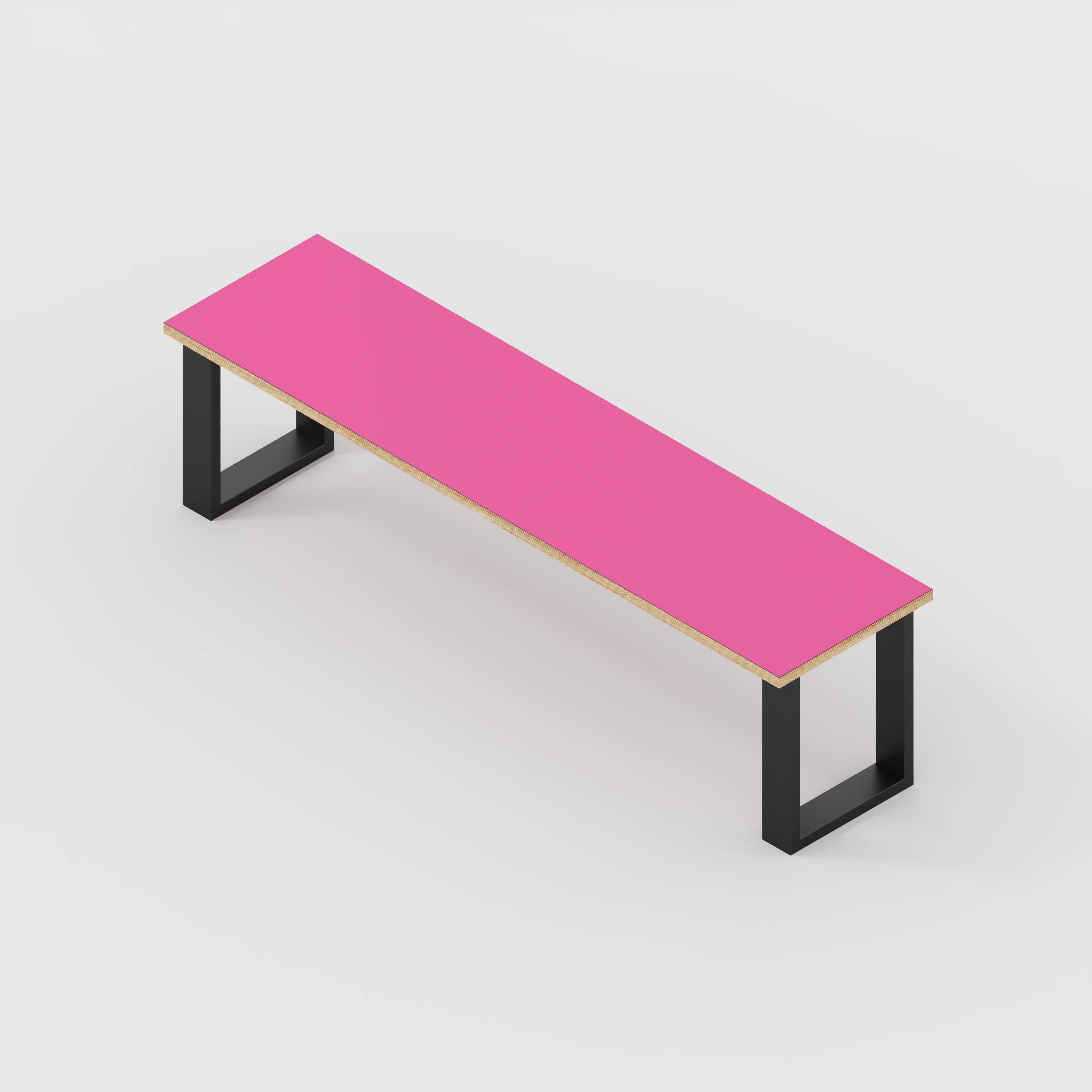 Plywood Bench Seat with Black Industrial Legs - Formica Juicy Pink - 1600(w) x 400(d) - Image 3