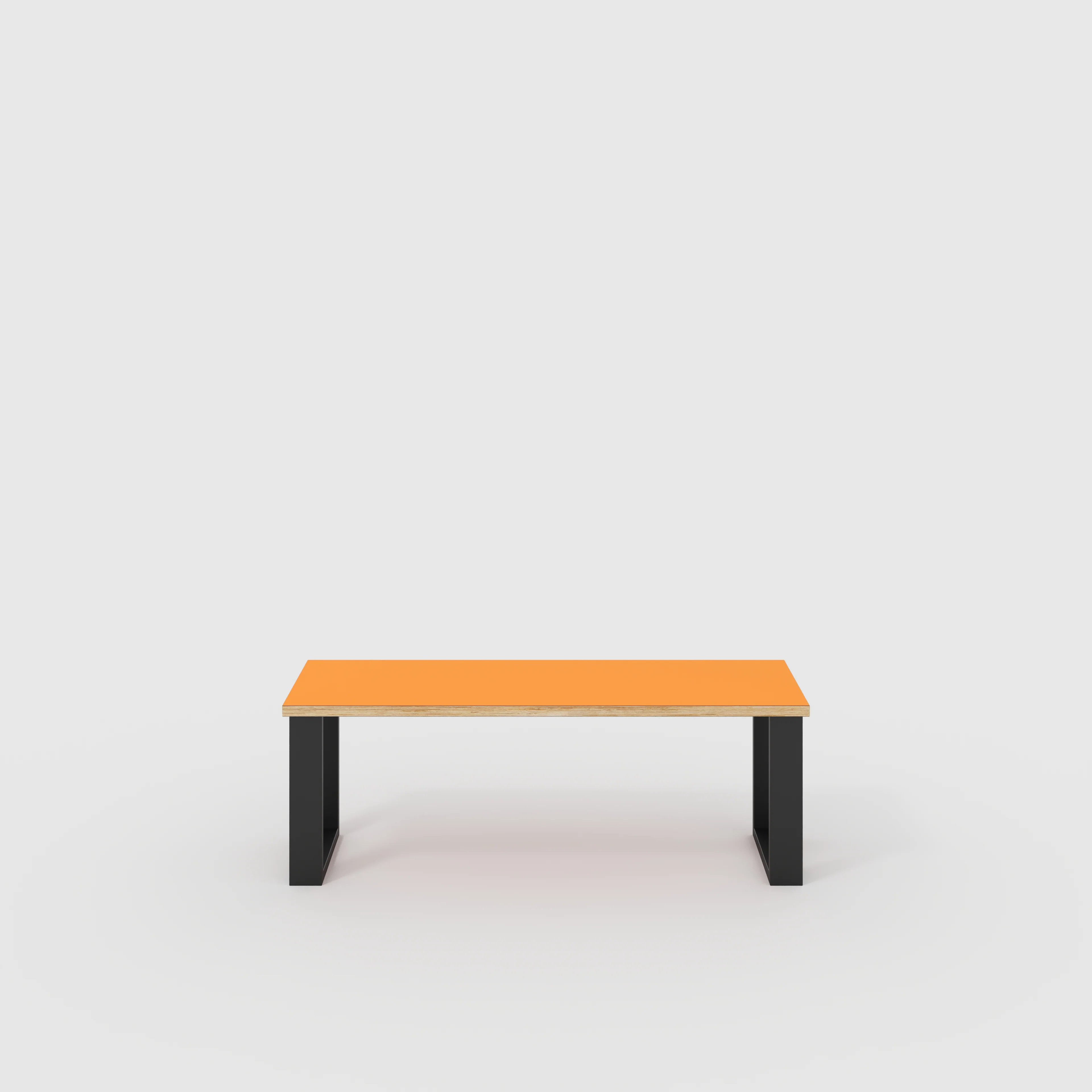 Plywood Bench Seat with Black Industrial Legs - Formica Levante Orange - 1200(w) x 400(d)