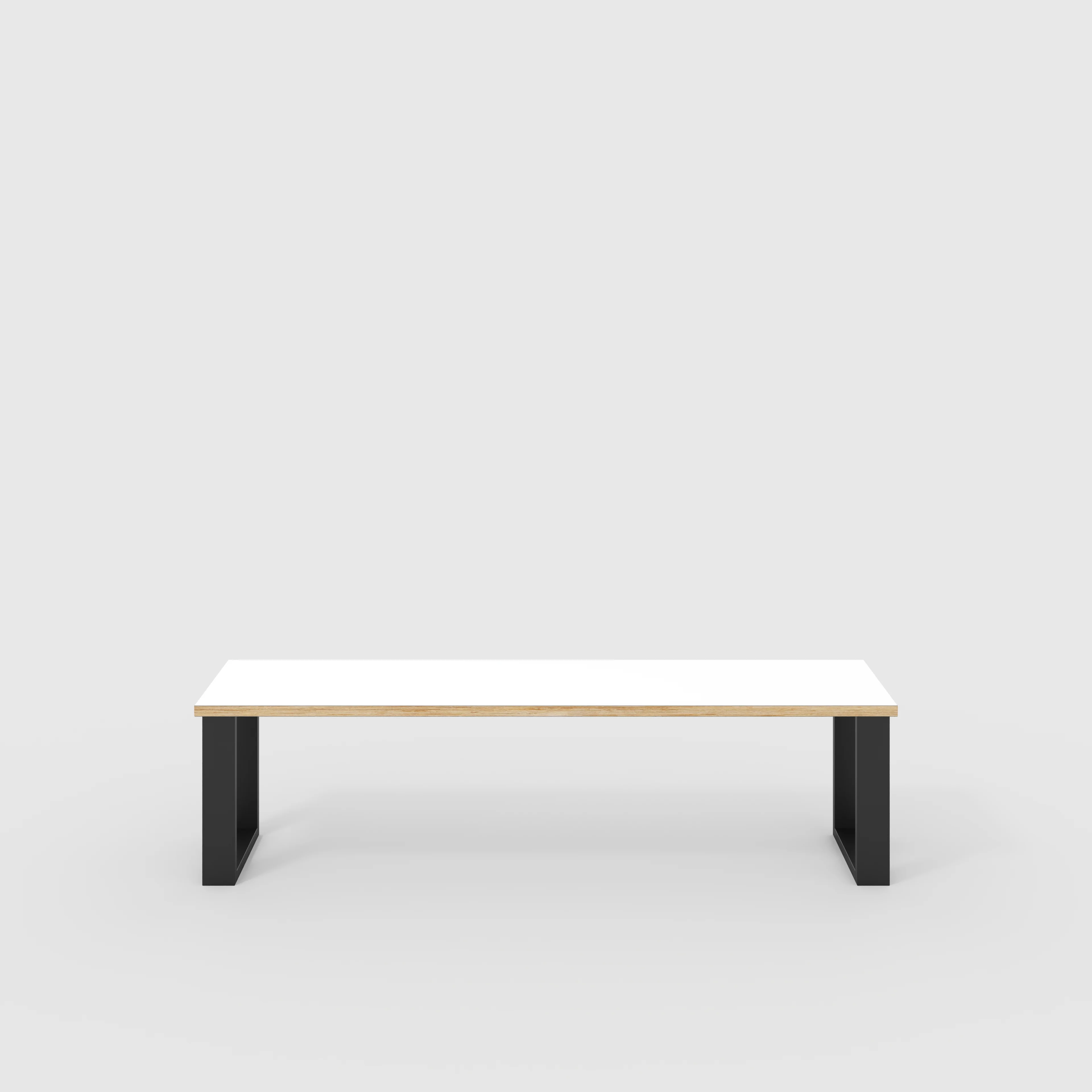 Plywood Bench Seat with Black Industrial Legs - Formica White - 1600(w) x 400(d)