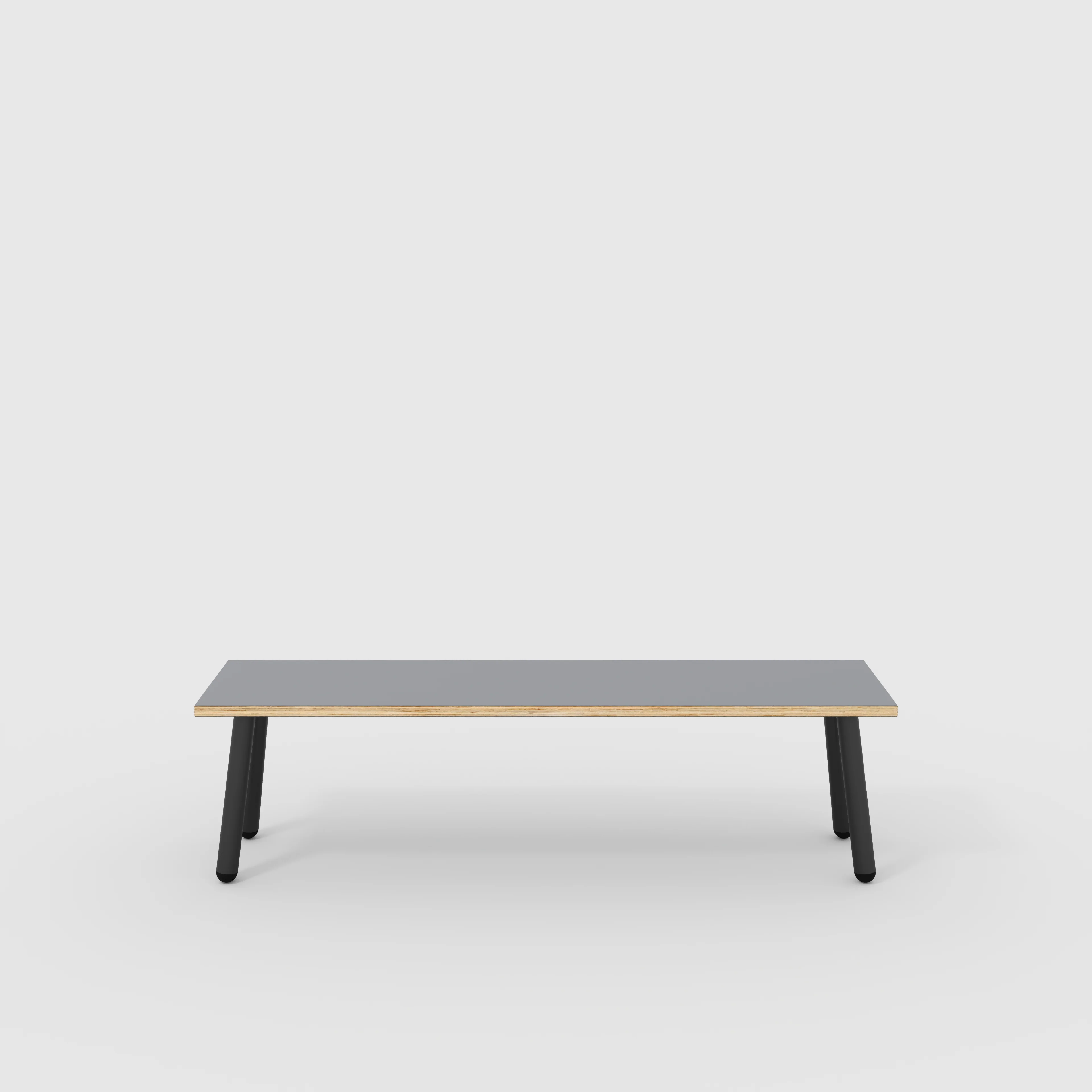 Plywood Bench Seat with Black Round Single Pin Legs - Formica Tornado Grey - 1600(w) x 400(d)