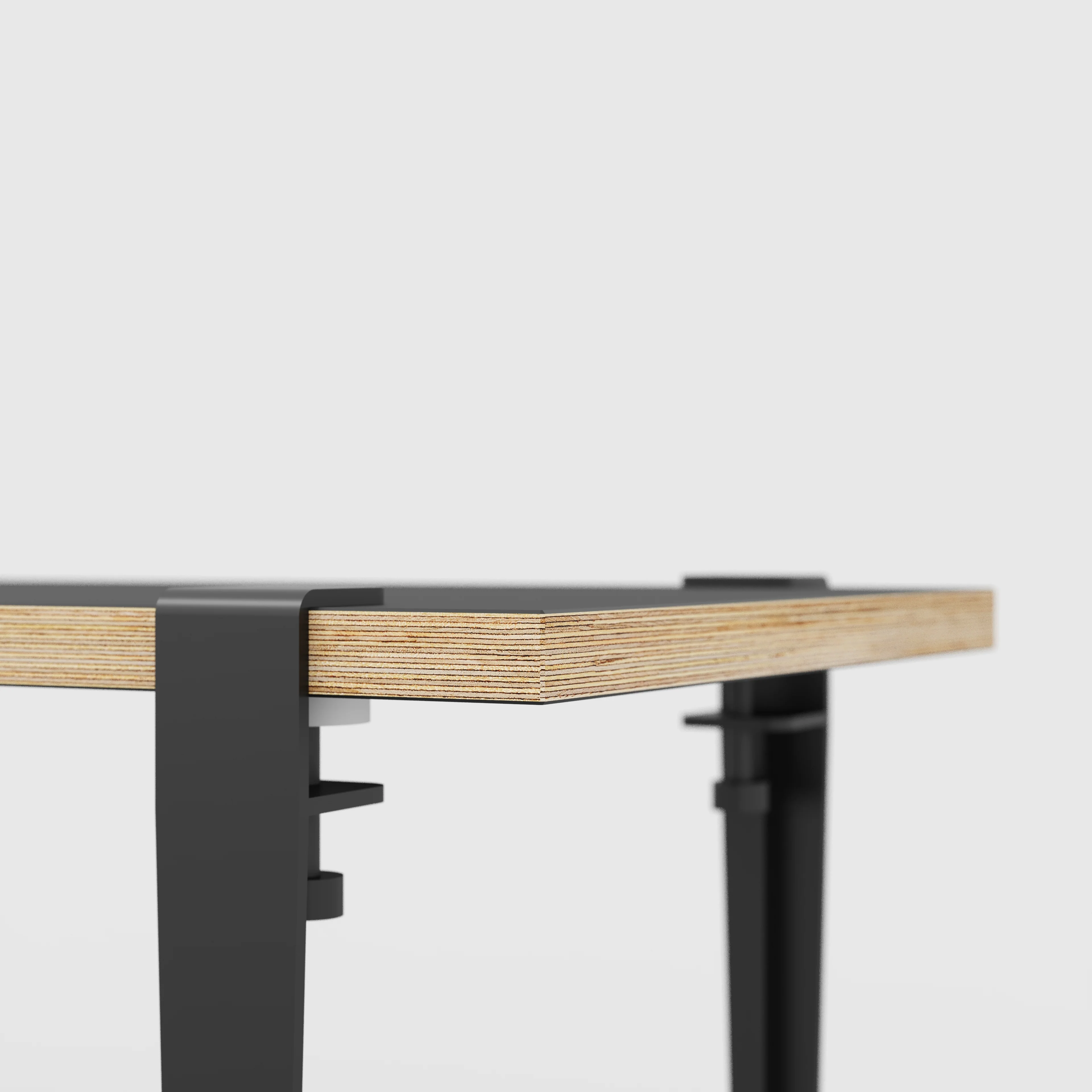 Plywood Bench Seat with Black Tiptoe Legs - Formica Diamond Black - 1600(w) x 400(d) x 450(h) - Image 4