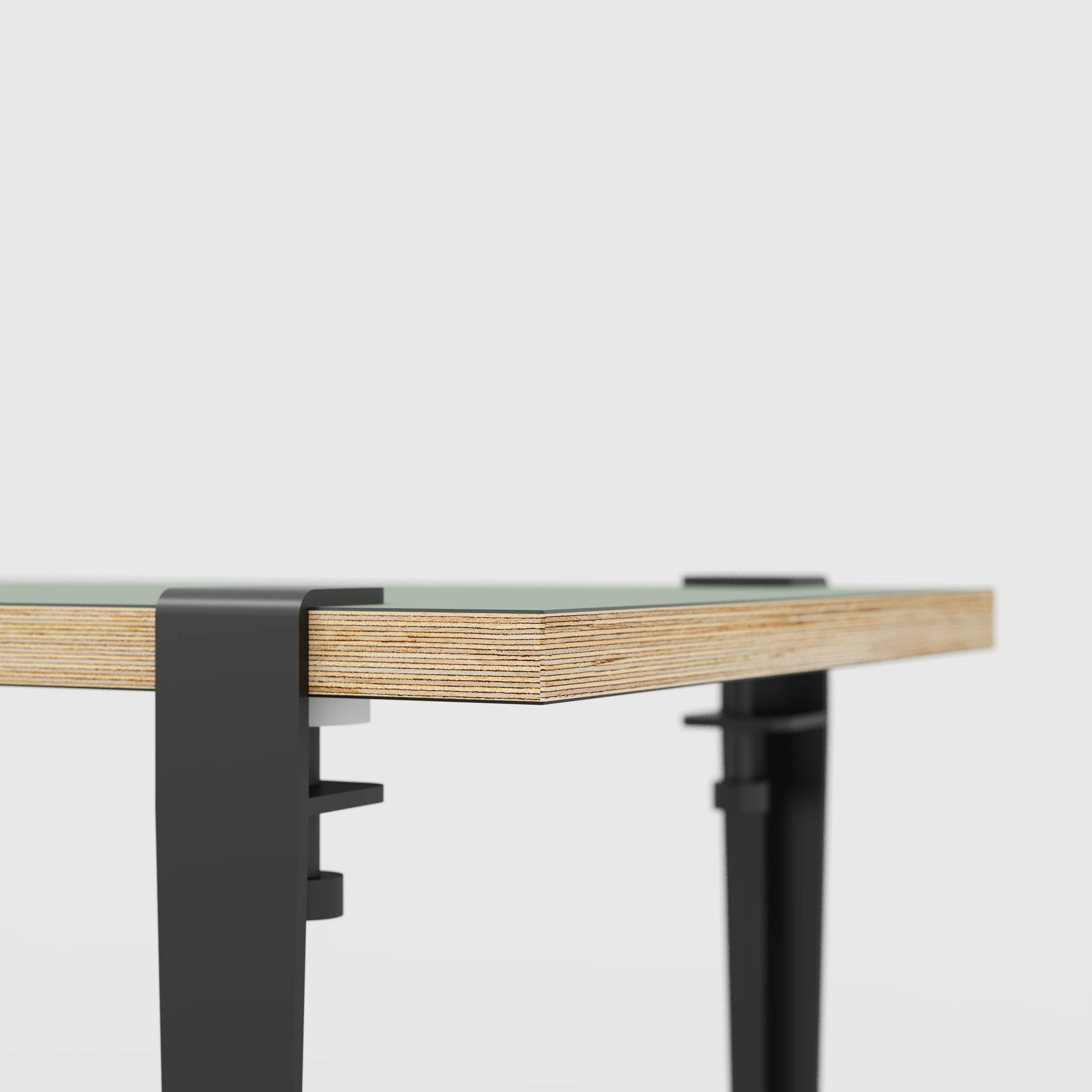 Plywood Bench Seat with Black Tiptoe Legs - Formica Green Slate - 1200(w) x 400(d) x 450(h) - Image 4