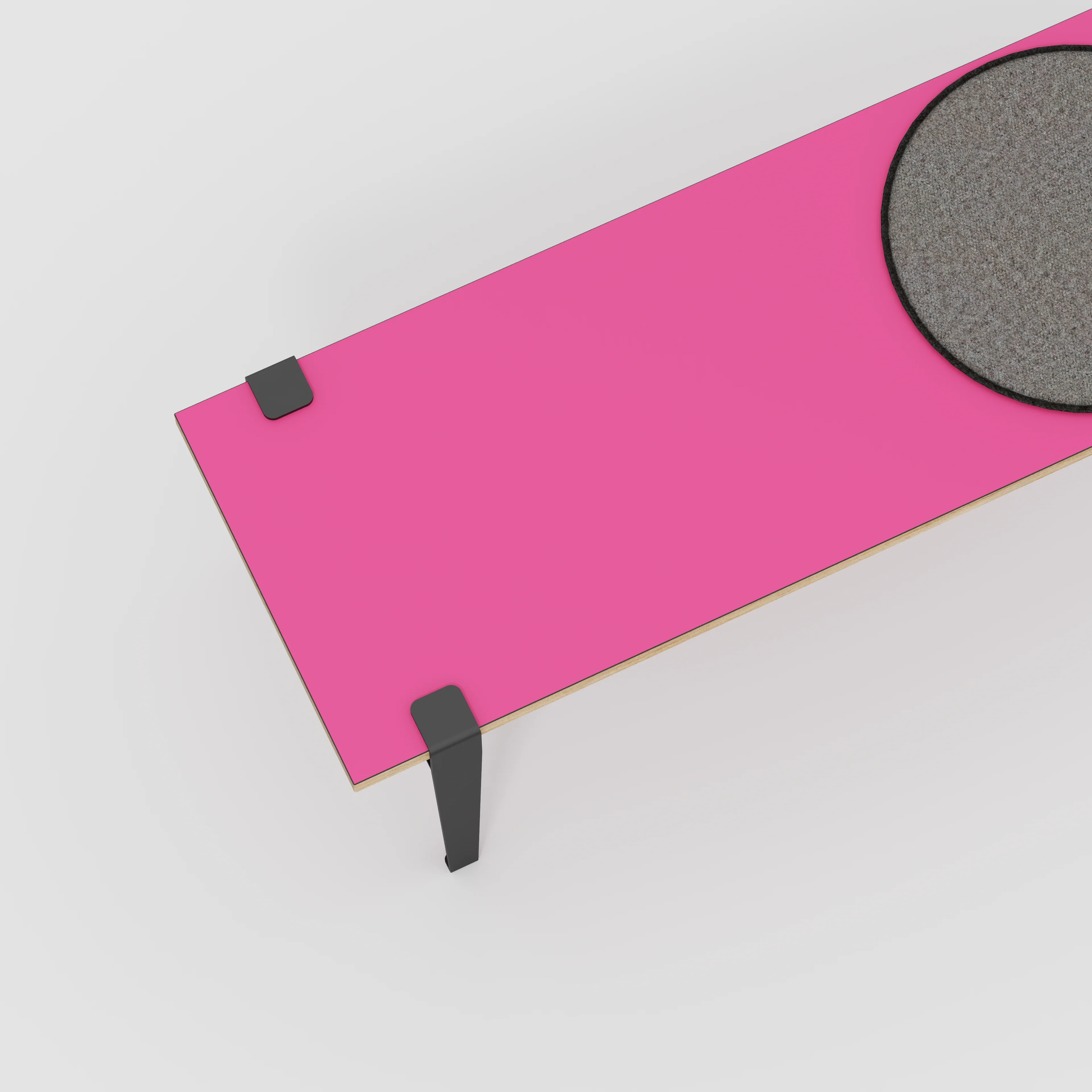 Plywood Bench Seat with Black Tiptoe Legs - Formica Juicy Pink - 1200(w) x 400(d) x 450(h) - Image 3