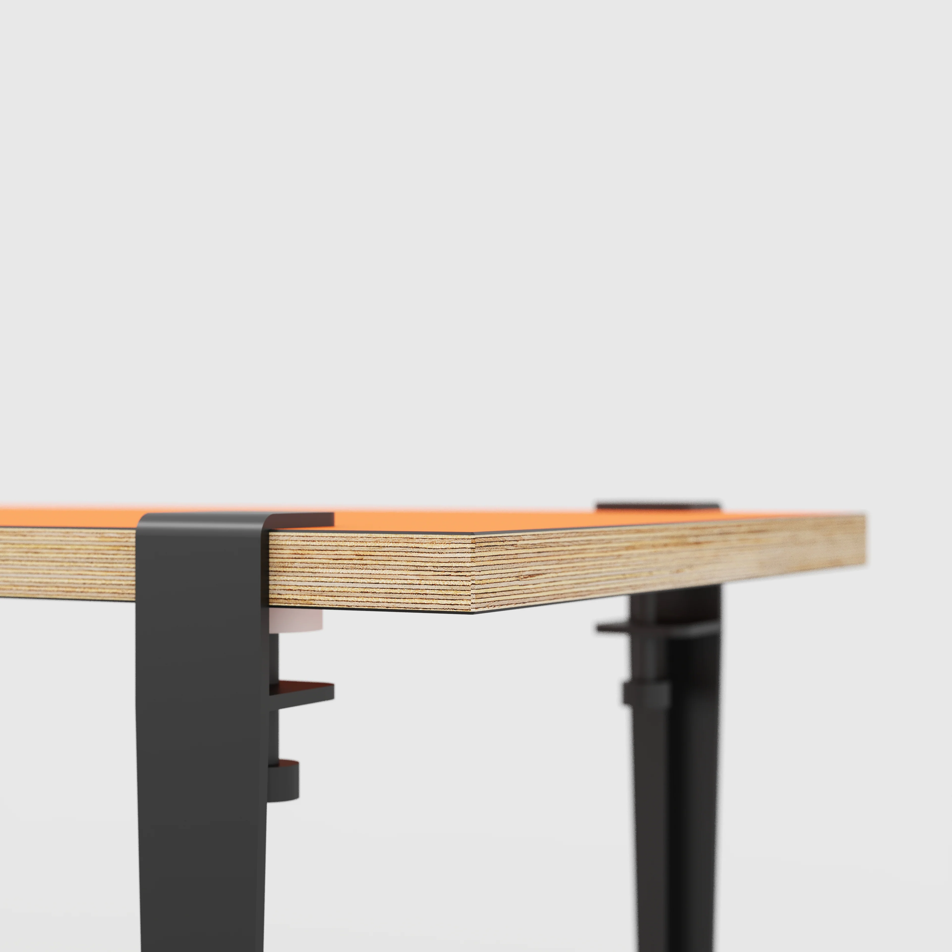 Plywood Bench Seat with Black Tiptoe Legs - Formica Levante Orange - 1600(w) x 400(d) x 450(h) - Image 4