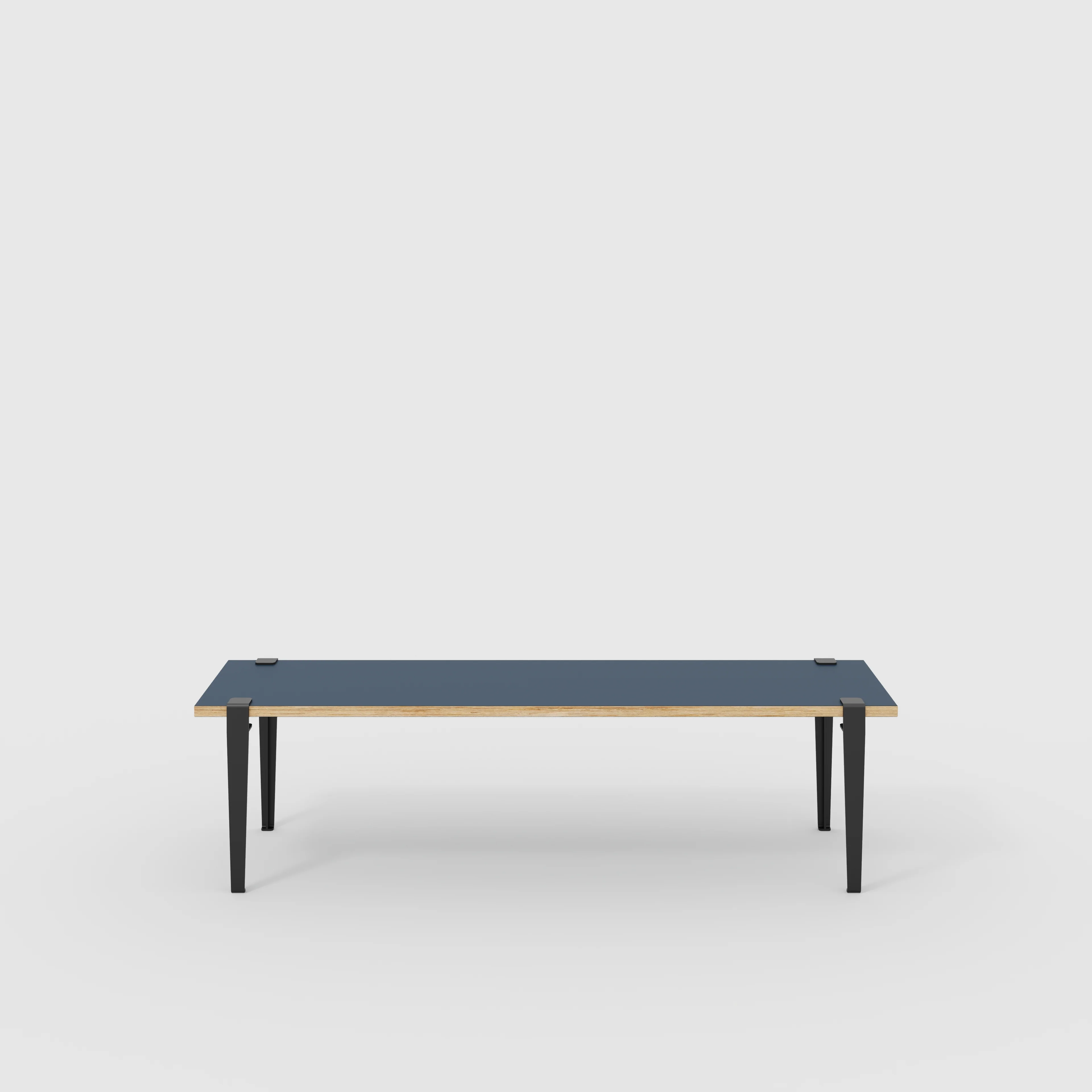 Plywood Bench Seat with Black Tiptoe Legs - Formica Night Sea Blue - 1600(w) x 400(d) x 450(h)