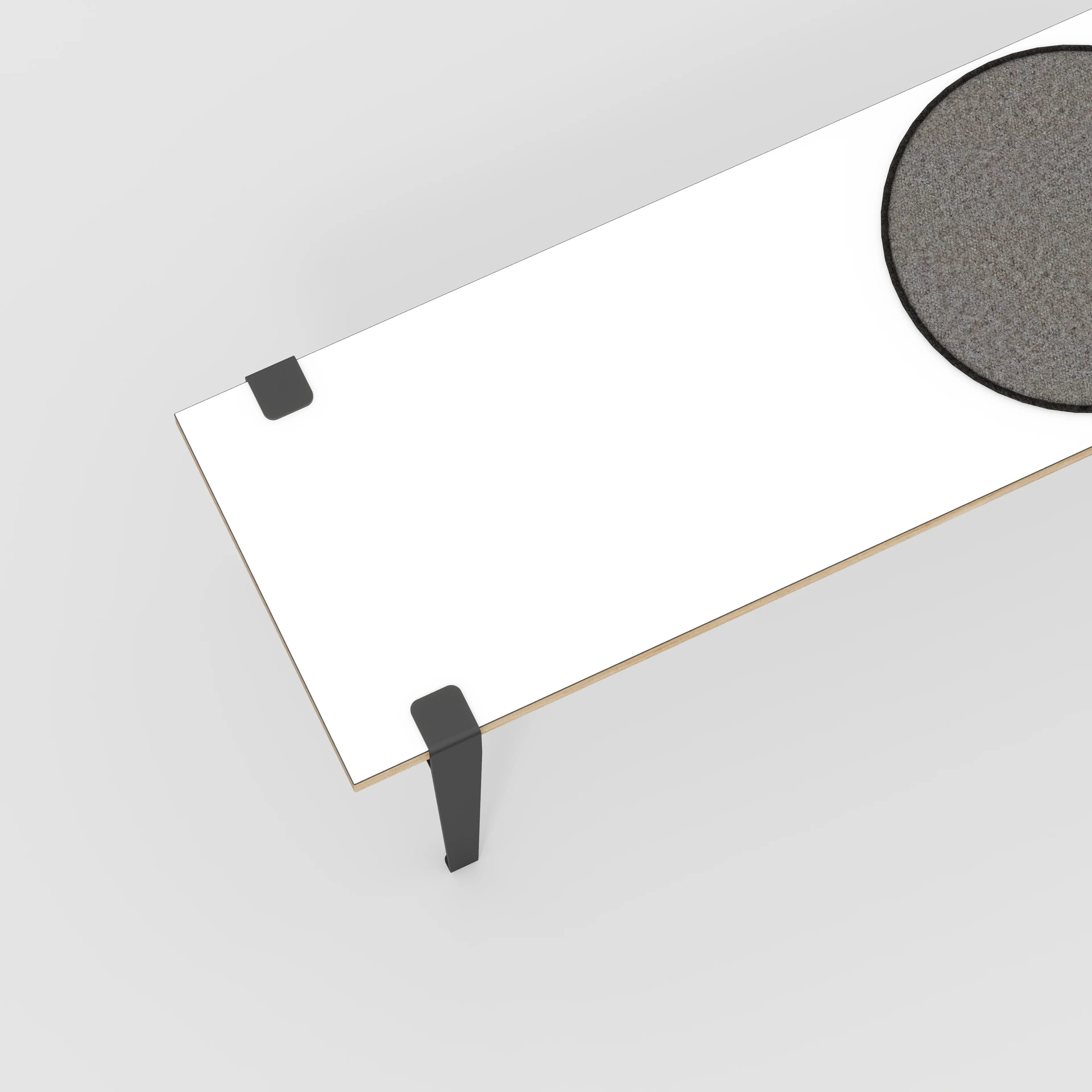 Plywood Bench Seat with Black Tiptoe Legs - Formica White - 1200(w) x 400(d) x 450(h) - Image 3