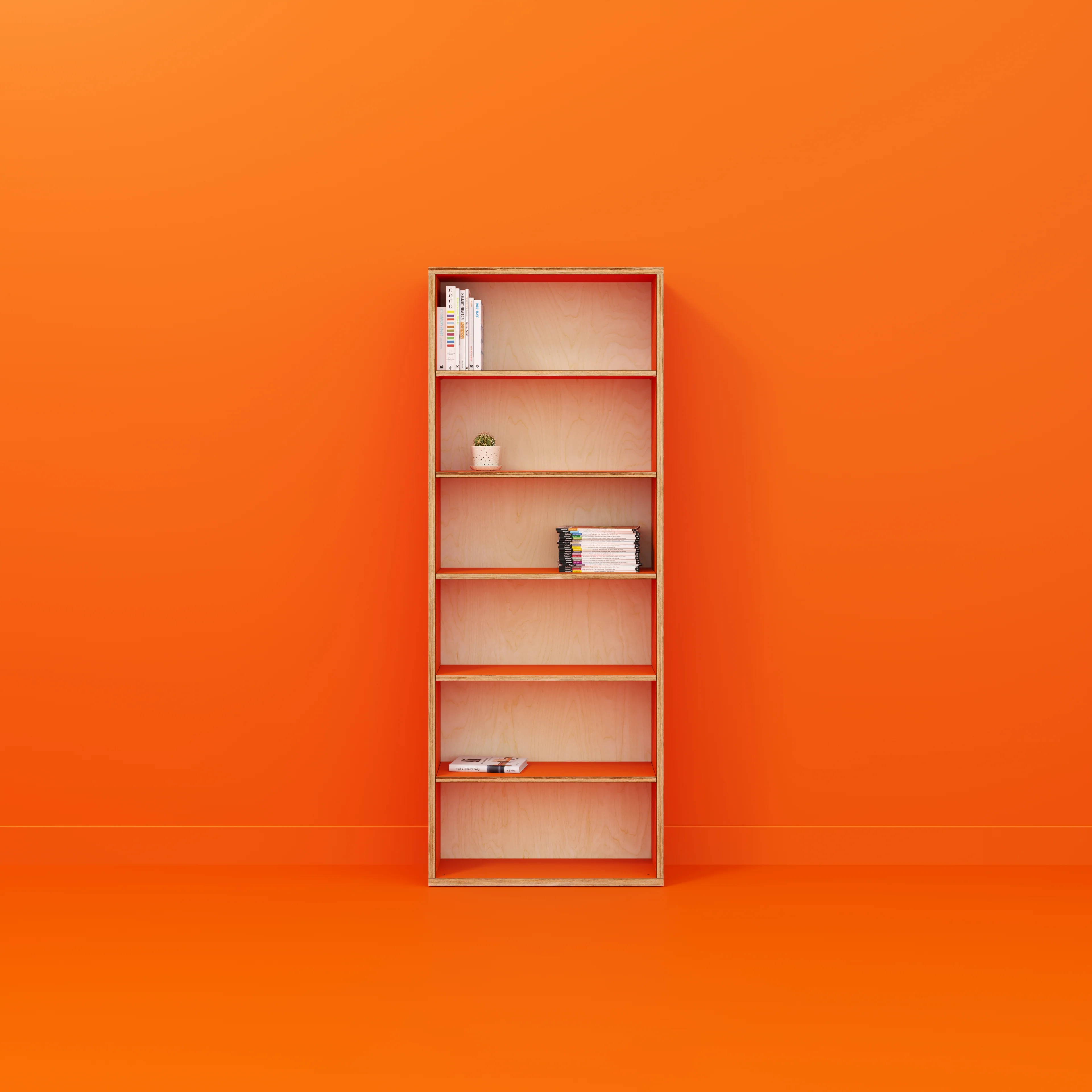 Plywood Bookshelves - Formica Levante Orange - 800(w) x 300(d) x 2100(h) - Image 2