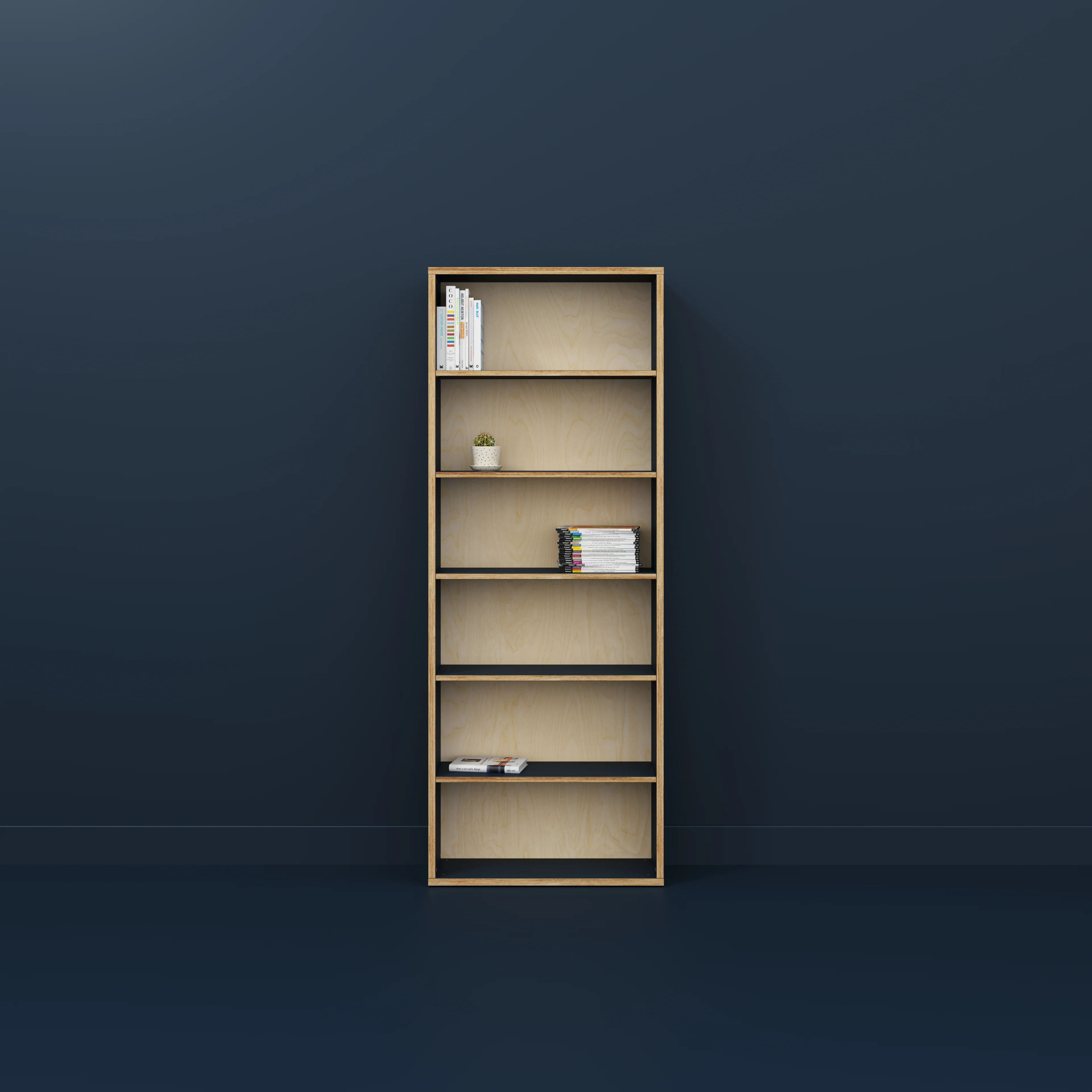 Plywood Bookshelves - Formica Night Sea Blue - 800(w) x 300(d) x 2100(h) - Image 2