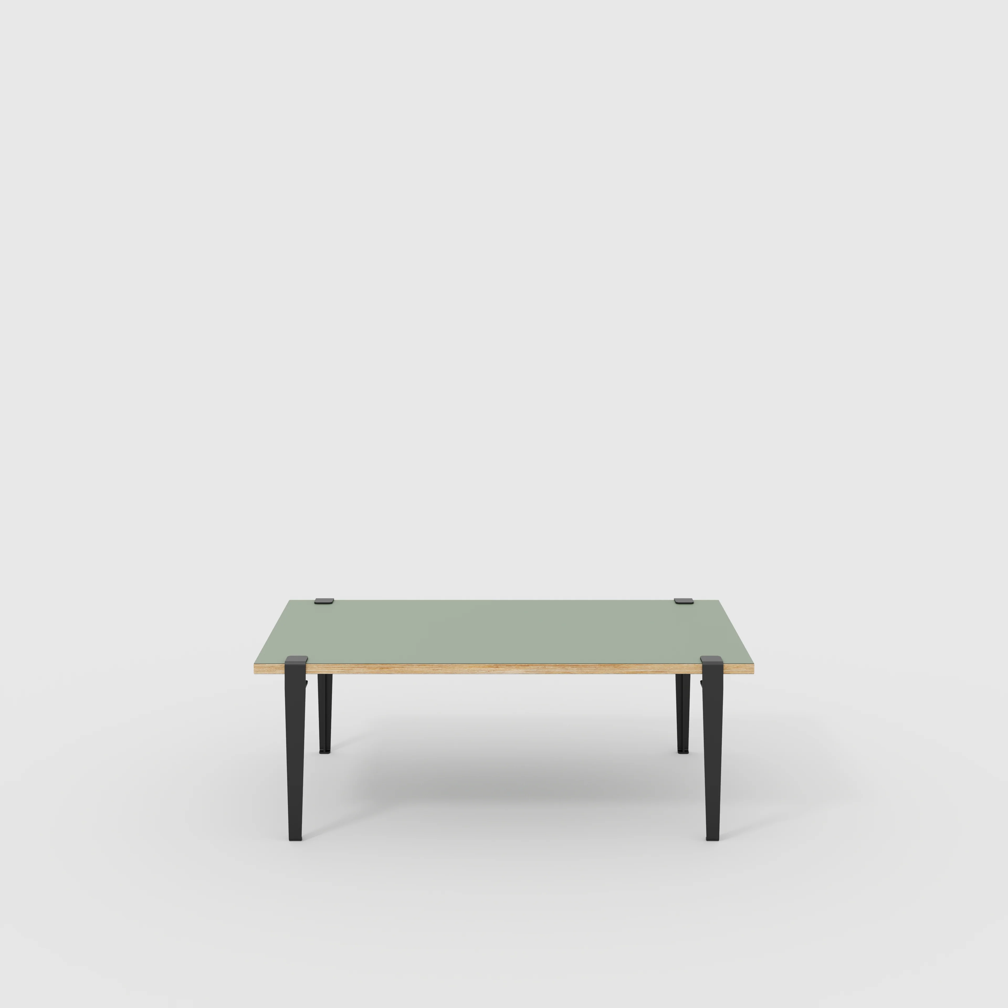Plywood Coffee Table with Black Tiptoe Legs - Formica Green Slate - 1200(w) x 600(d) x 430(h)