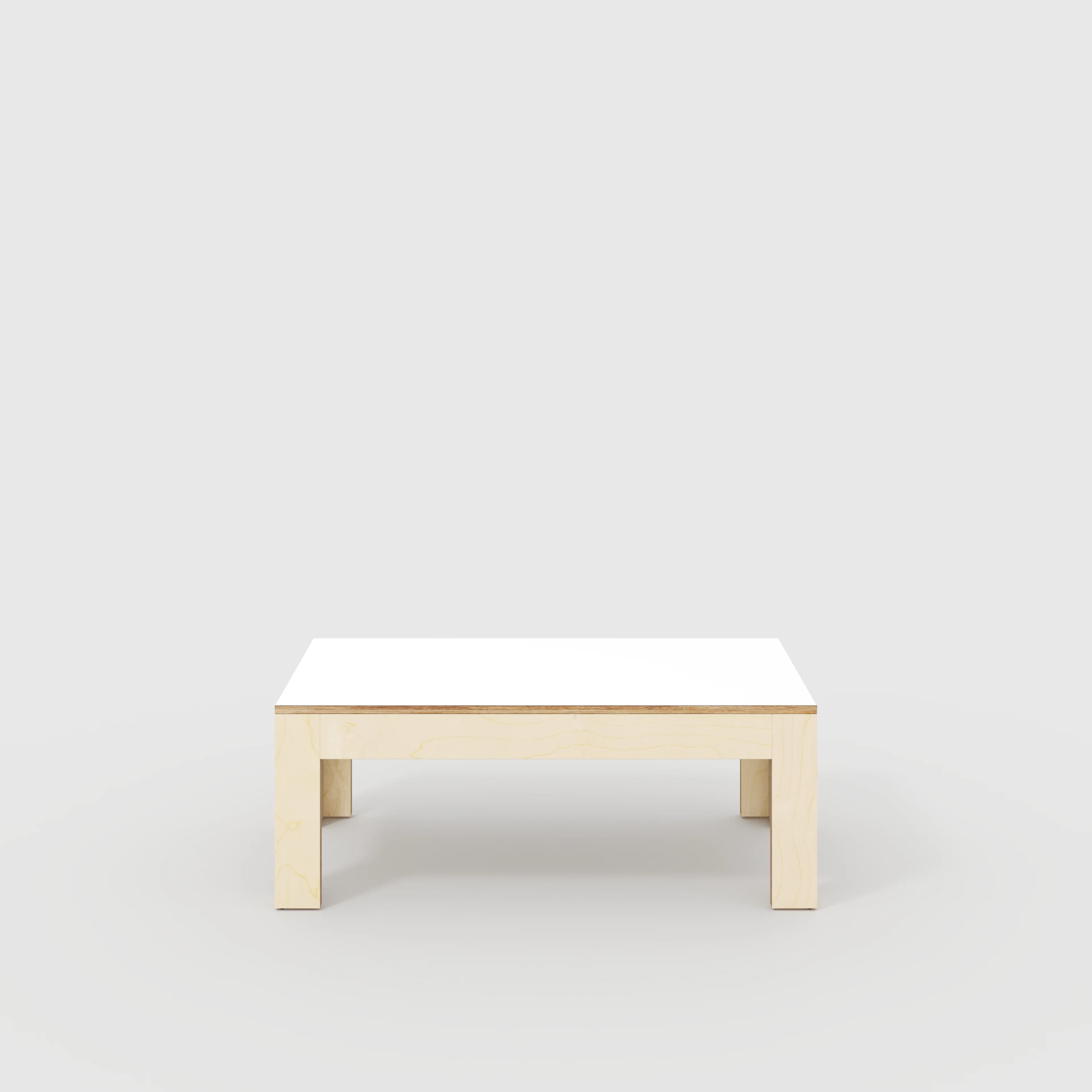 Plywood Coffee Table with Solid Frame - Formica White - 1200(w) x 600(d) x 450(h)