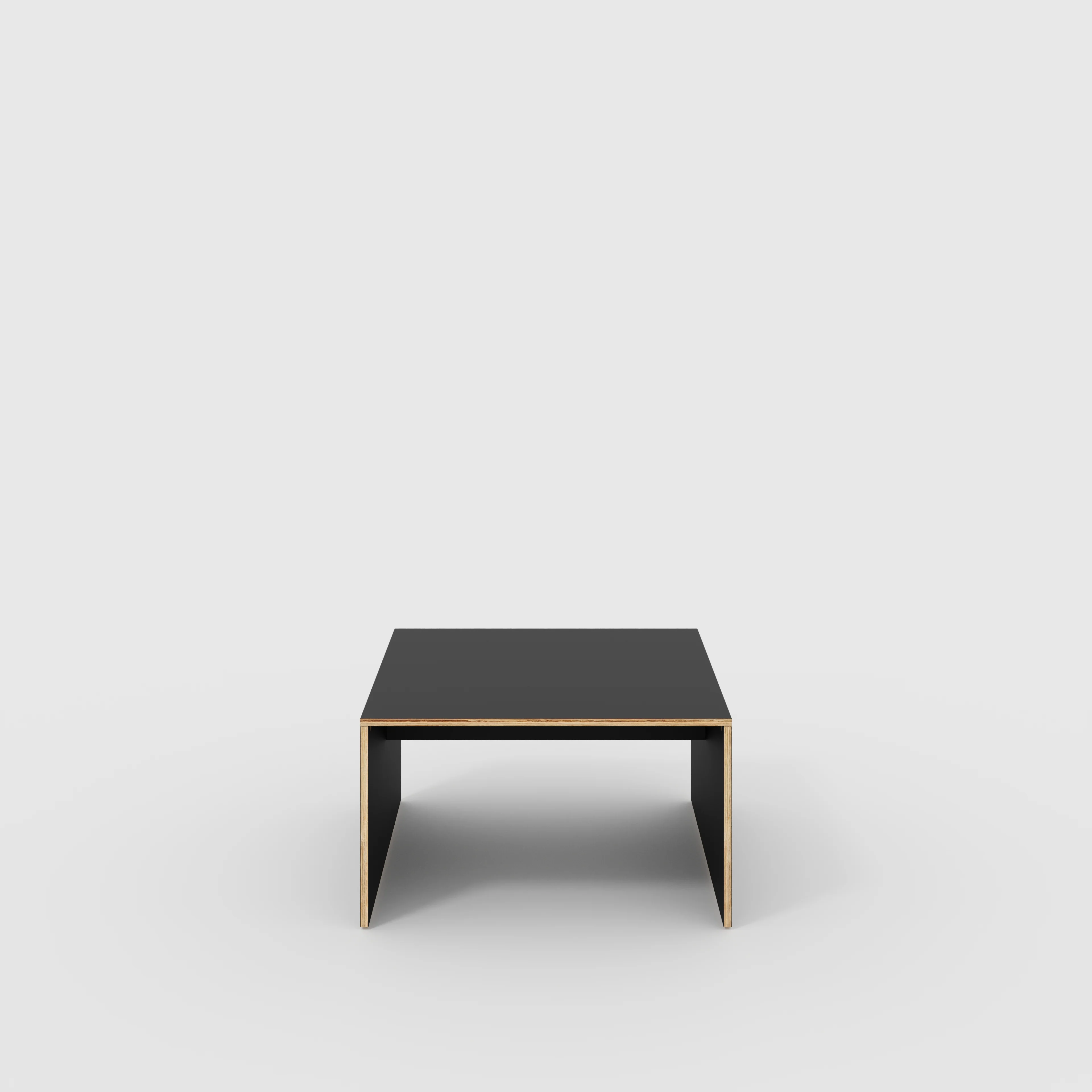 Plywood Coffee Table with Solid Sides - Formica Diamond Black - 800(w) x 800(d) x 450(h)