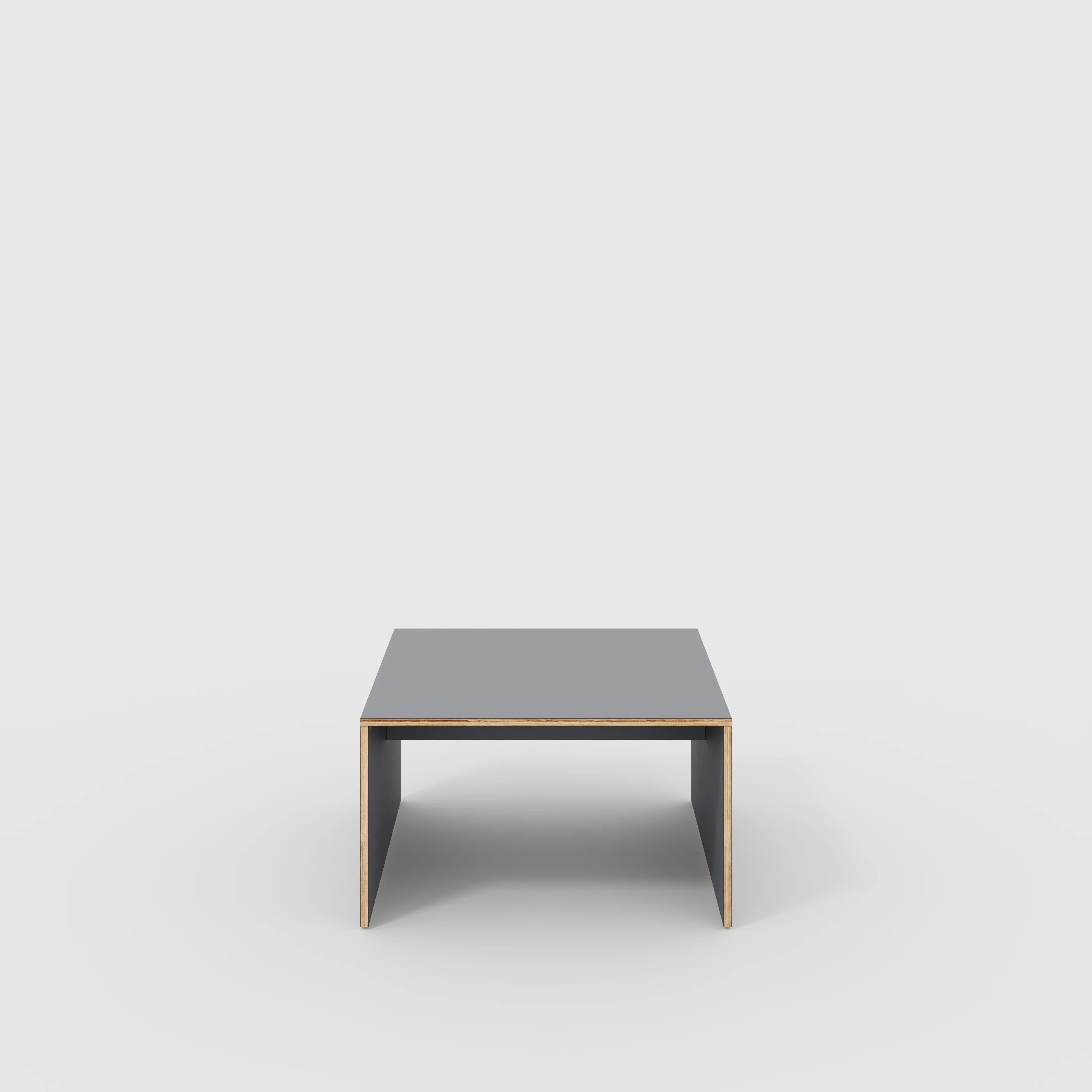 Plywood Coffee Table with Solid Sides - Formica Tornado Grey - 800(w) x 800(d) x 450(h)
