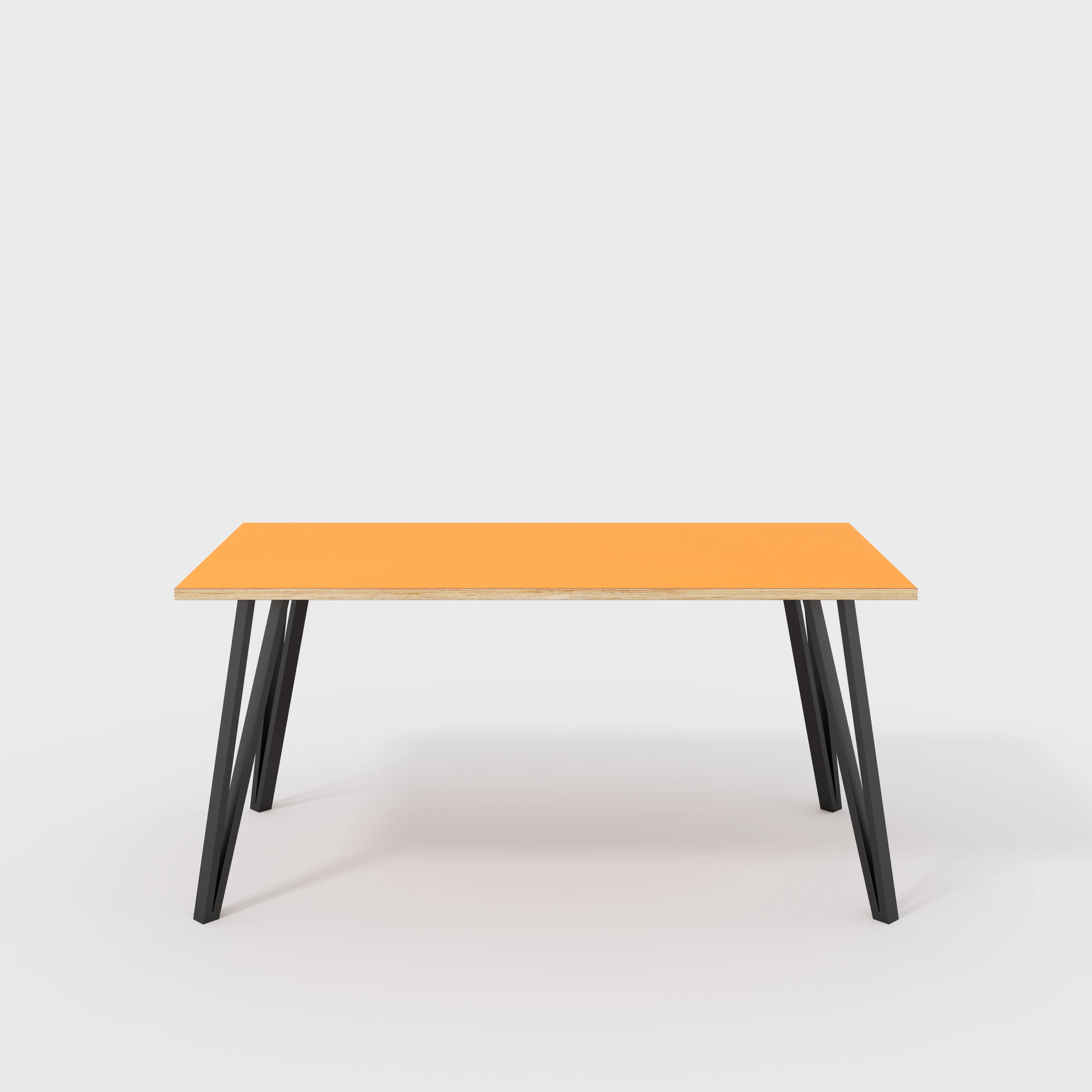 Plywood Desk with Black Box Hairpin Legs - Formica Levante Orange - 1600(w) x 800(d) x 735(h)