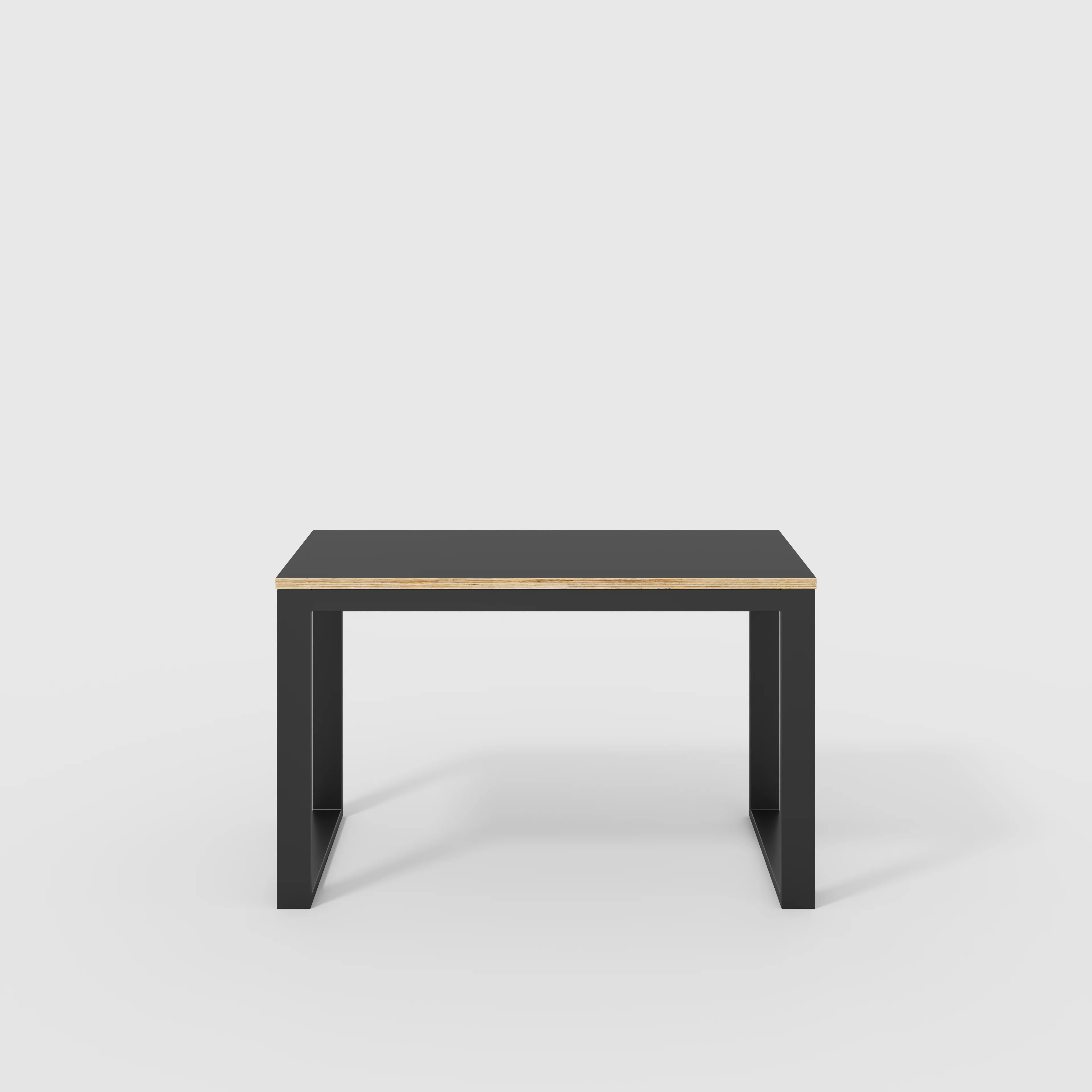 Plywood Desk with Black Industrial Frame - Formica Diamond Black - 1200(w) x 585(d) x 735(h)