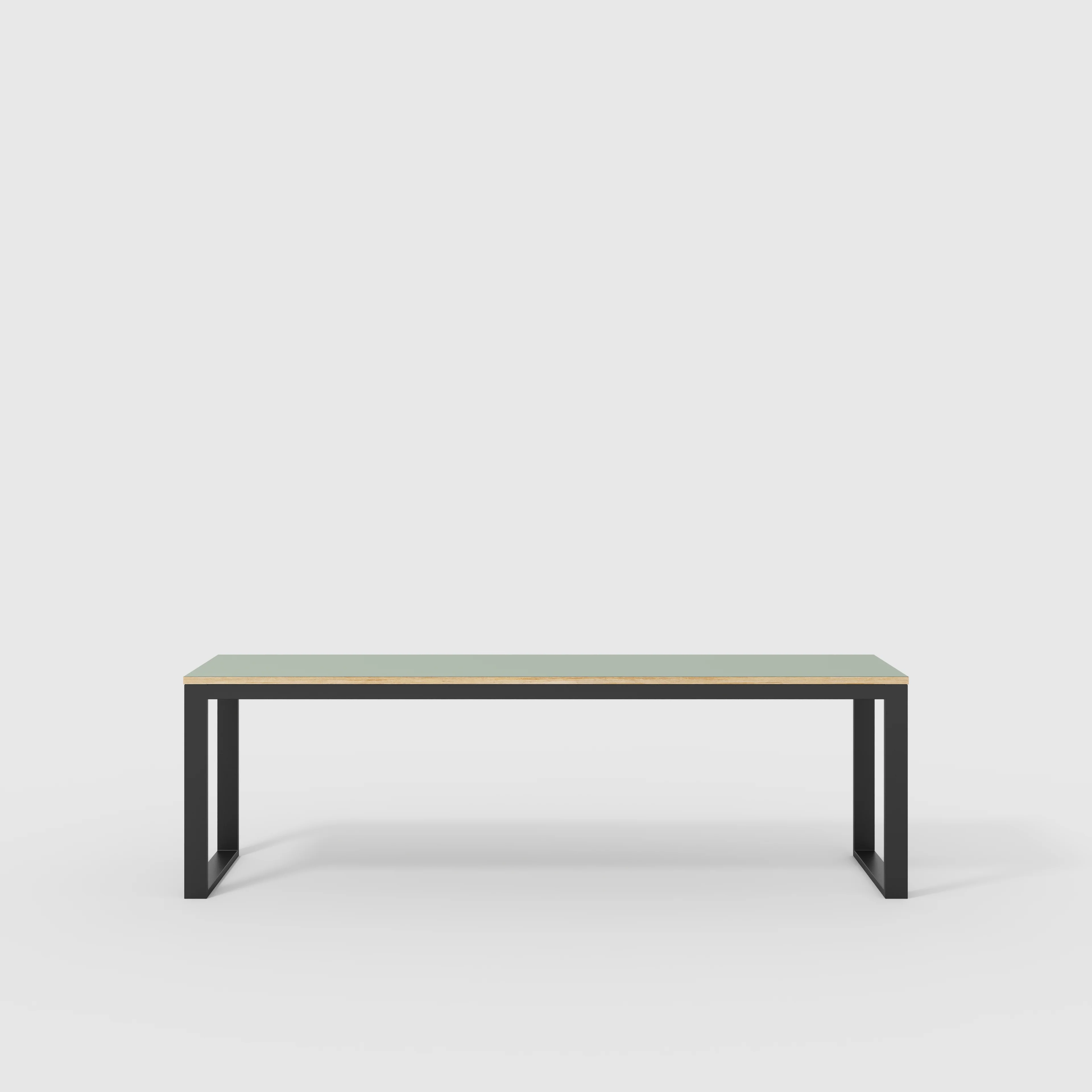 Plywood Desk with Black Industrial Frame - Formica Green Slate - 2400(w) x 585(d) x 735(h)