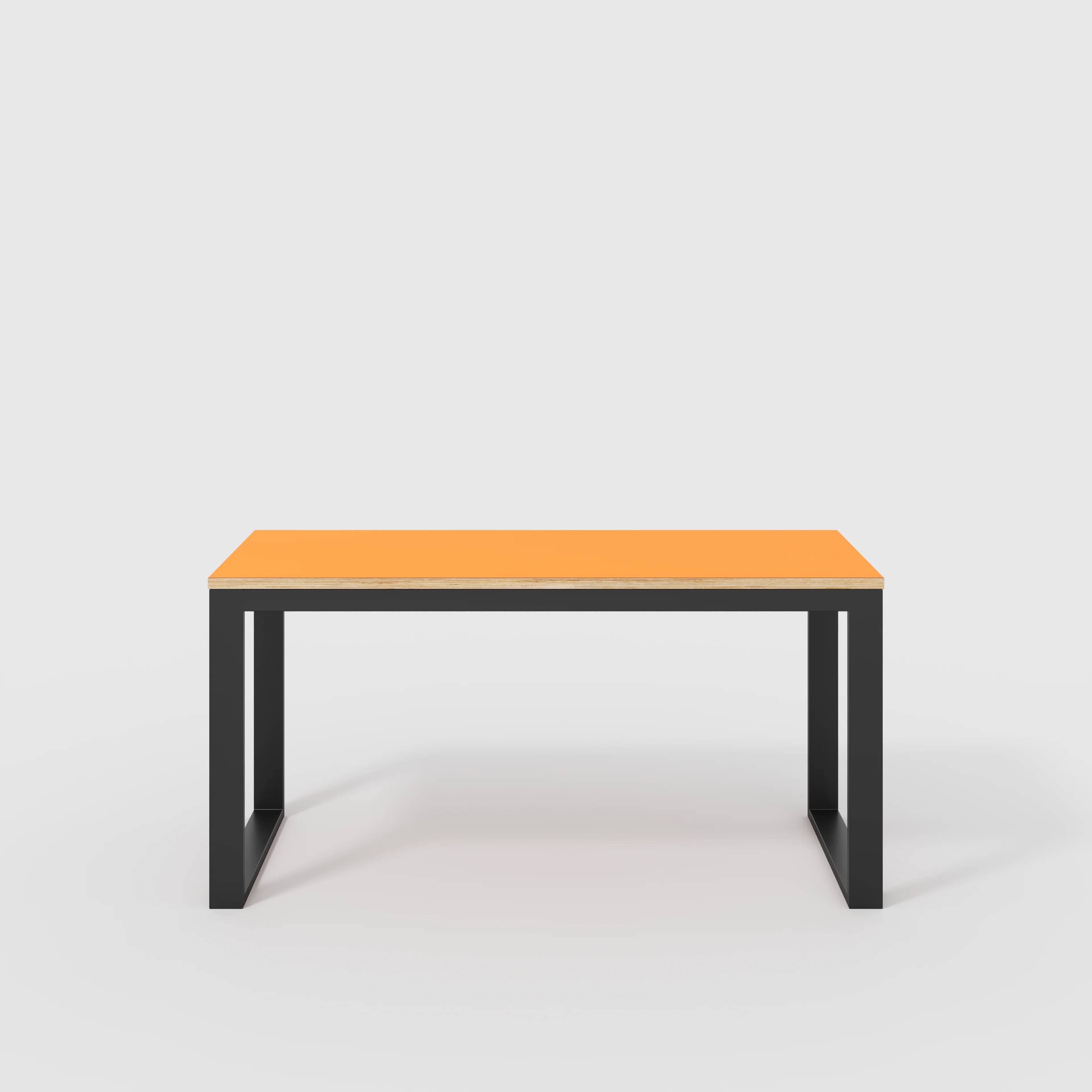 Plywood Desk with Black Industrial Frame - Formica Levante Orange - 1500(w) x 585(d) x 735(h)