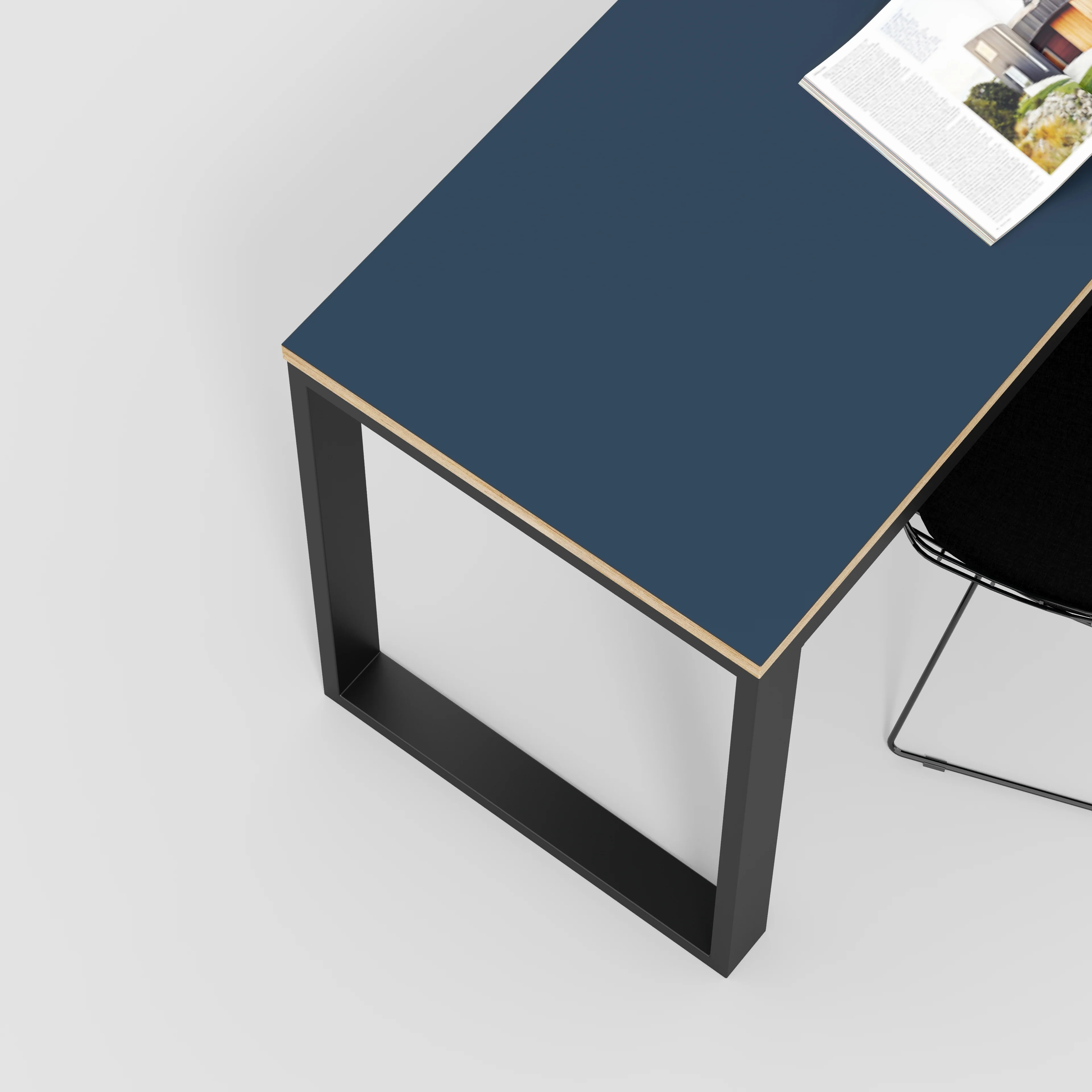 Plywood Desk with Black Industrial Frame - Formica Night Sea Blue - 1200(w) x 585(d) x 735(h) - Image 3