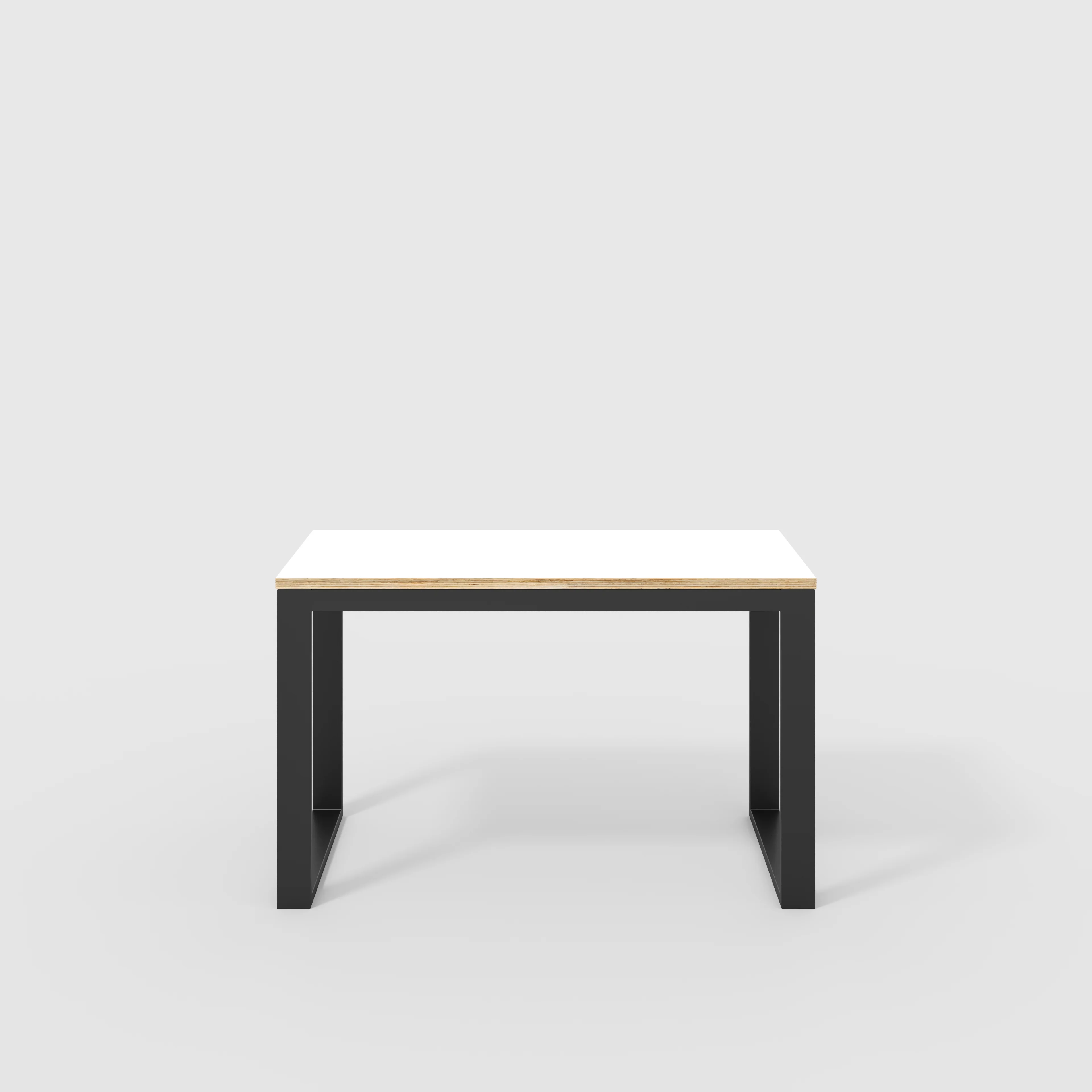 Plywood Desk with Black Industrial Frame - Formica White - 1200(w) x 585(d) x 735(h)