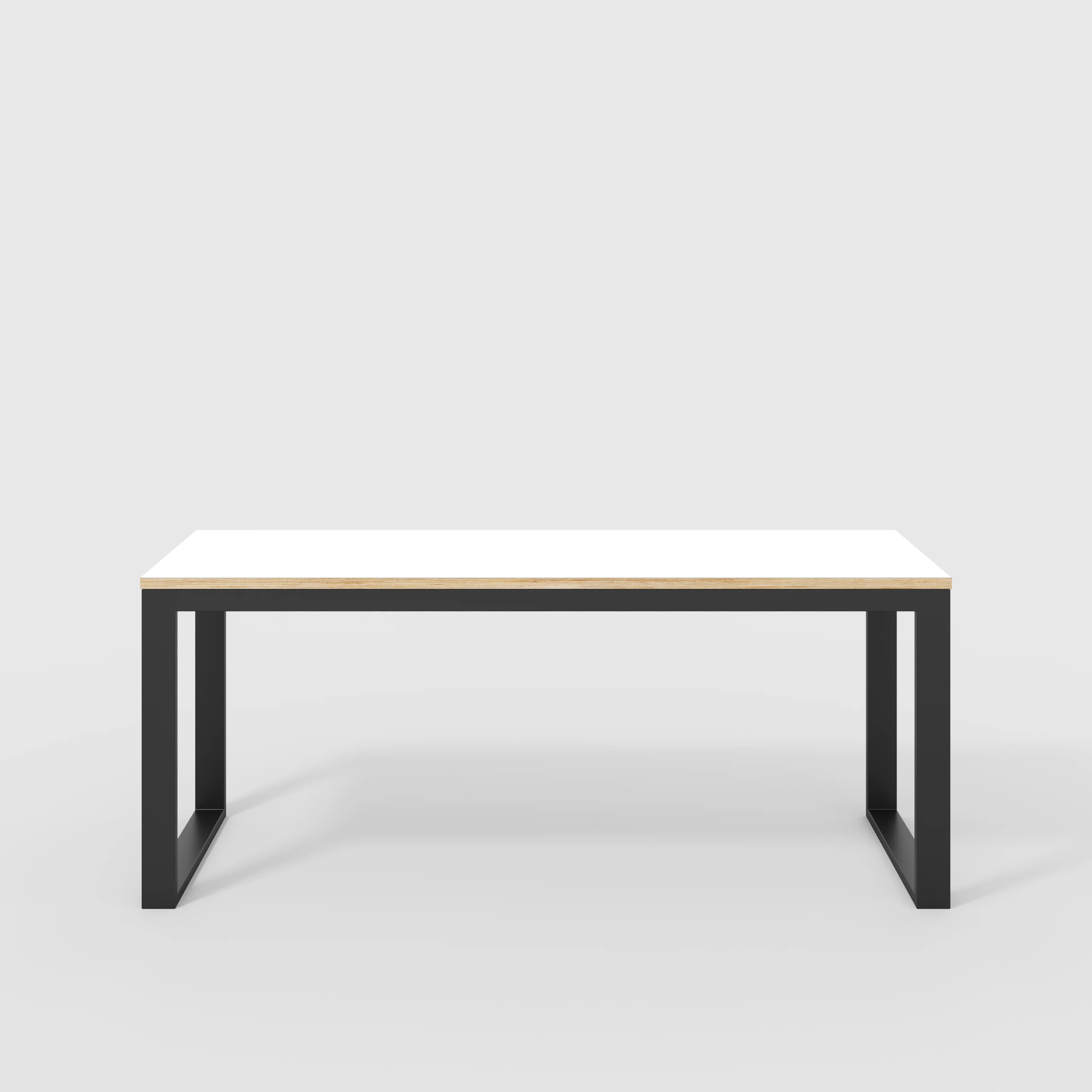 Plywood Desk with Black Industrial Frame - Formica White - 1800(w) x 585(d) x 735(h)