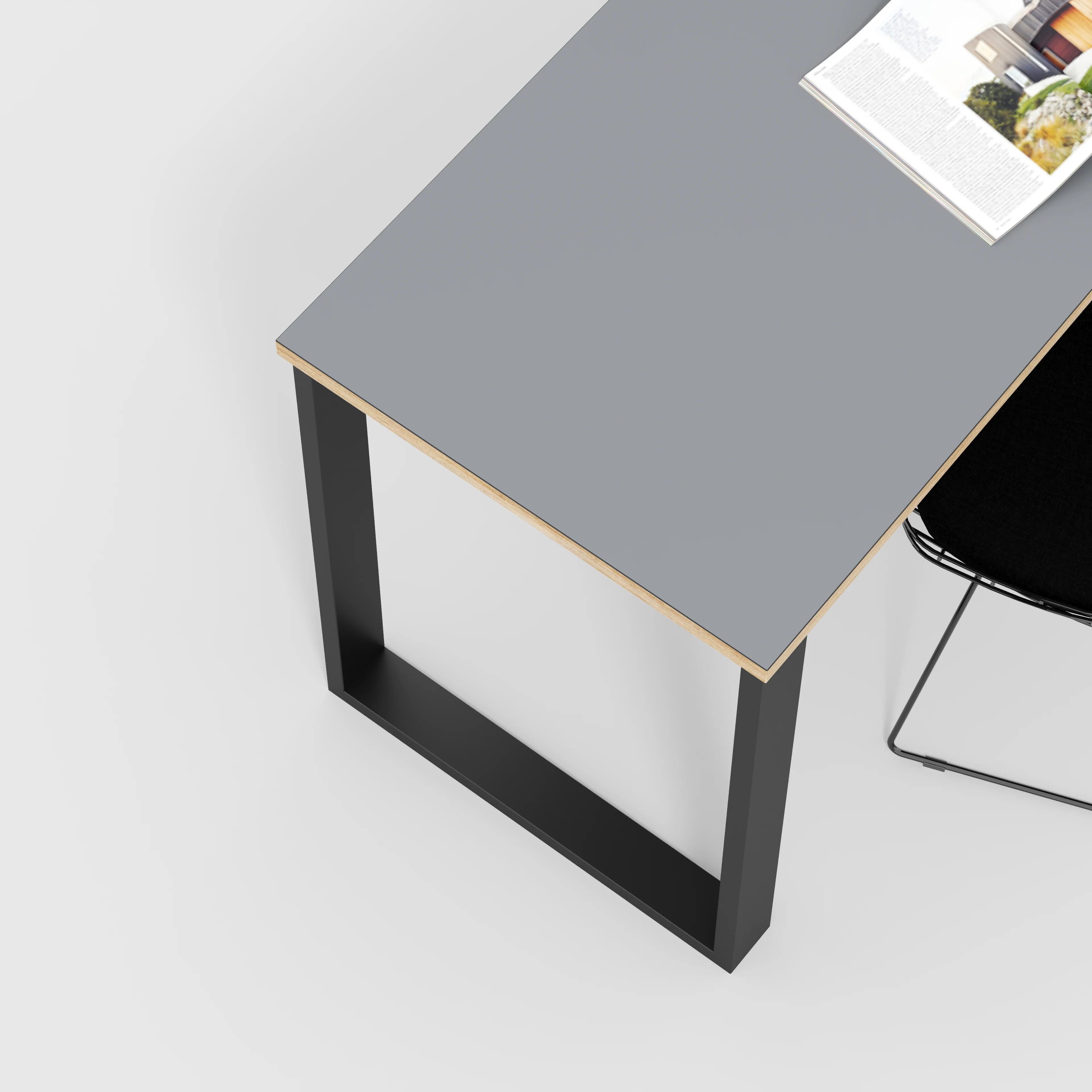 Plywood Desk with Black Industrial Legs - Formica Tornado Grey - 1600(w) x 800(d) x 735(h) - Image 3