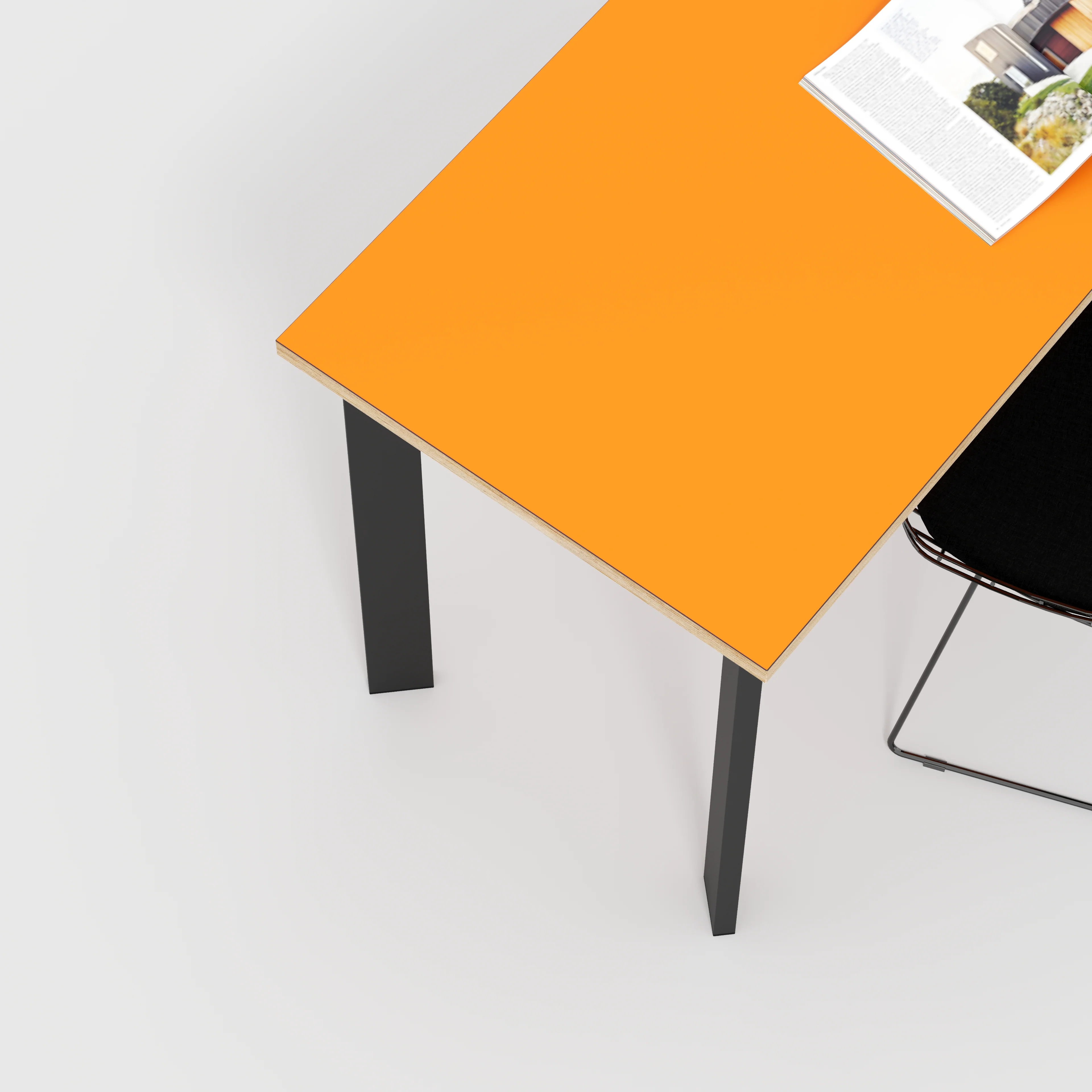 Plywood Desk with Black Rectangular Single Pin Legs - Formica Levante Orange - 1600(w) x 800(d) x 735(h) - Image 3