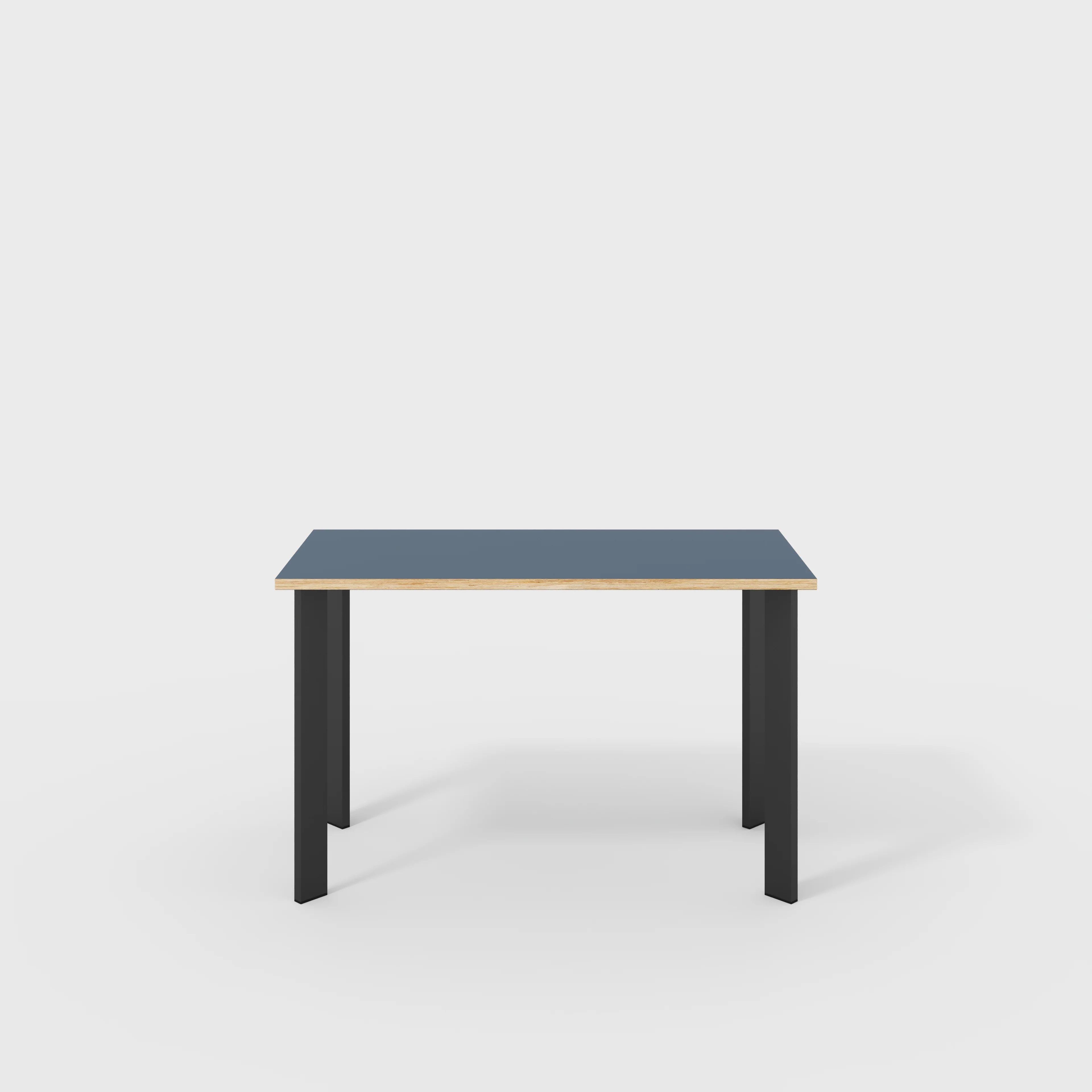Plywood Desk with Black Rectangular Single Pin Legs - Formica Night Sea Blue - 1200(w) x 600(d) x 735(h)