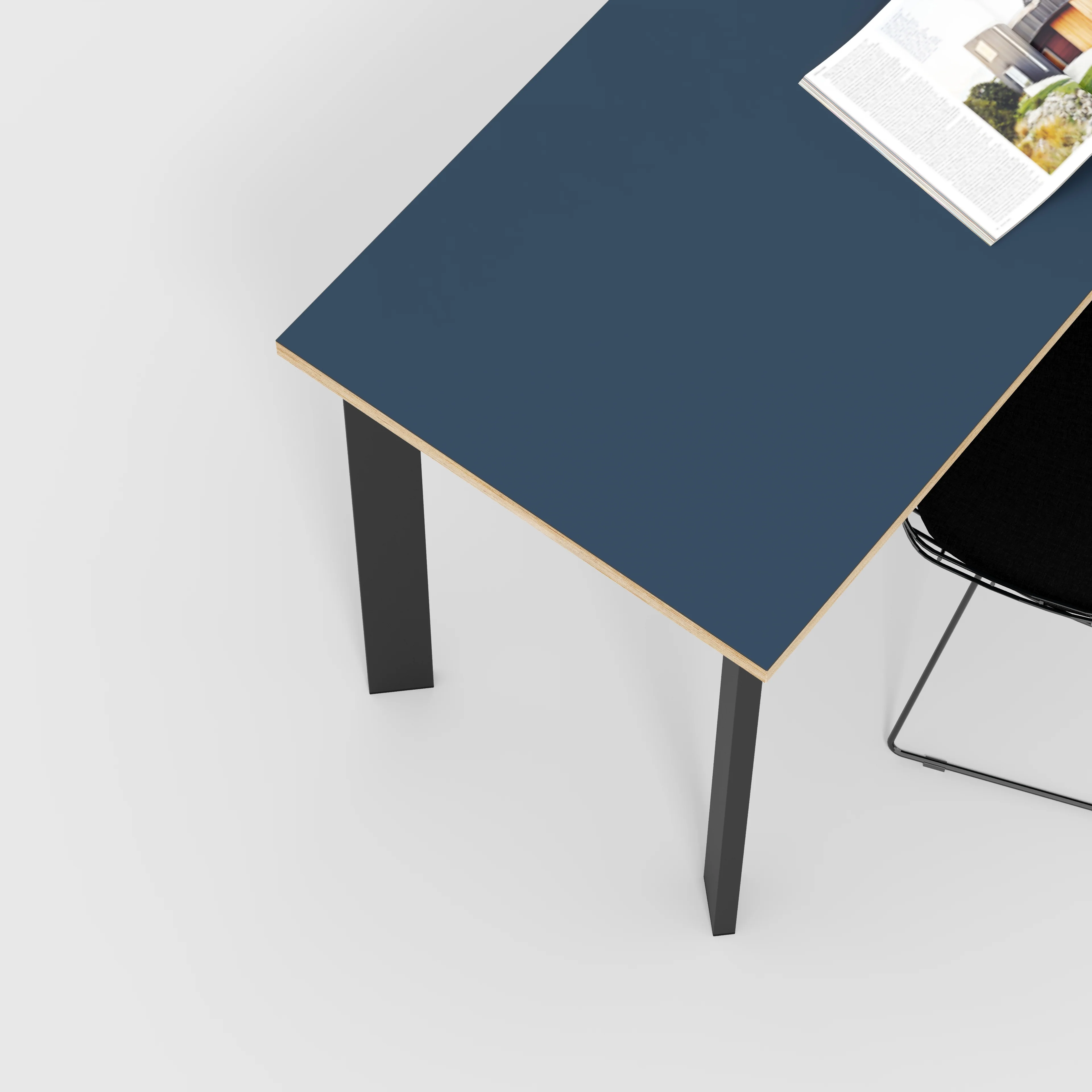 Plywood Desk with Black Rectangular Single Pin Legs - Formica Night Sea Blue - 1600(w) x 800(d) x 735(h) - Image 3