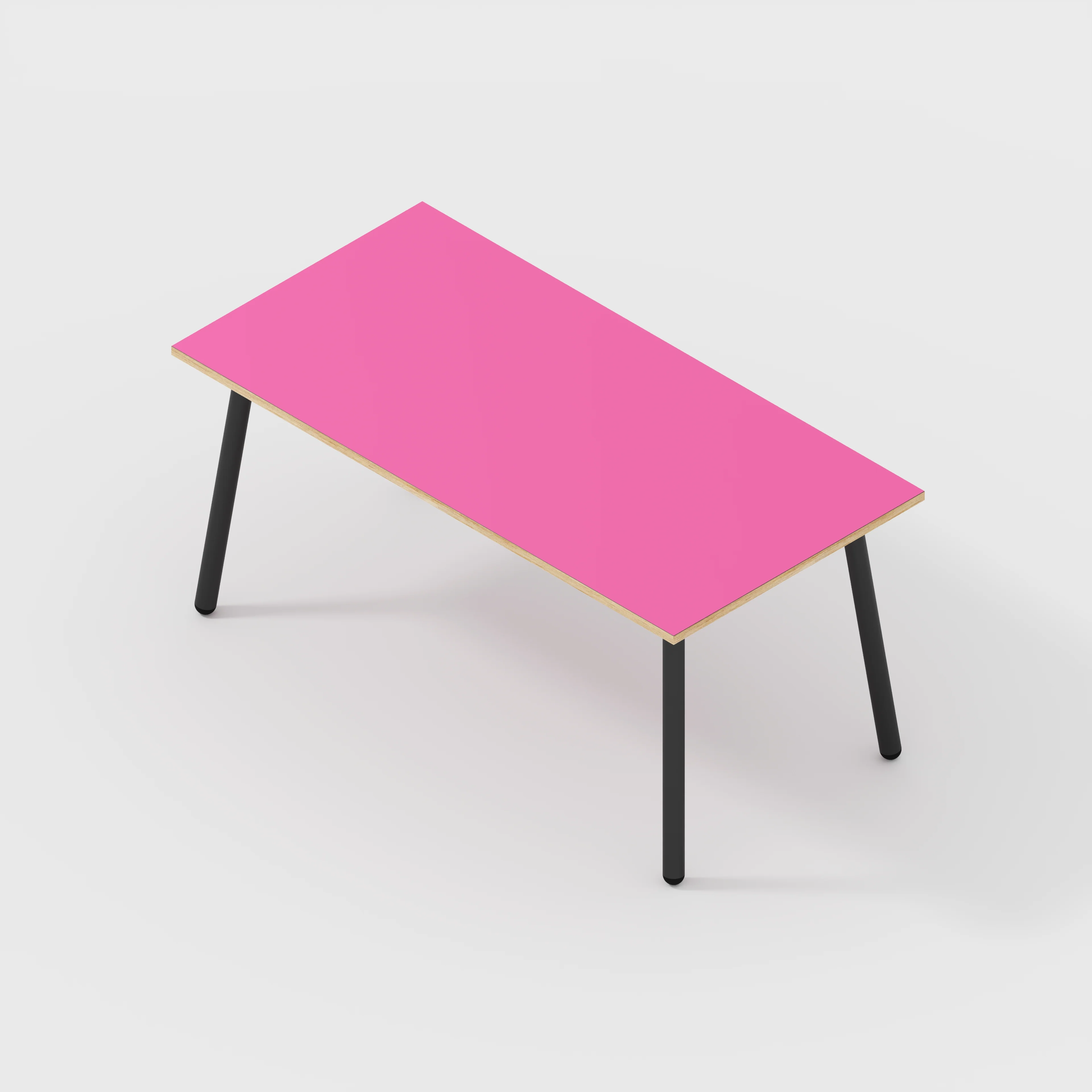 Plywood Desk with Black Round Single Pin Legs - Formica Juicy Pink - 1600(w) x 800(d) x 735(h) - Image 5