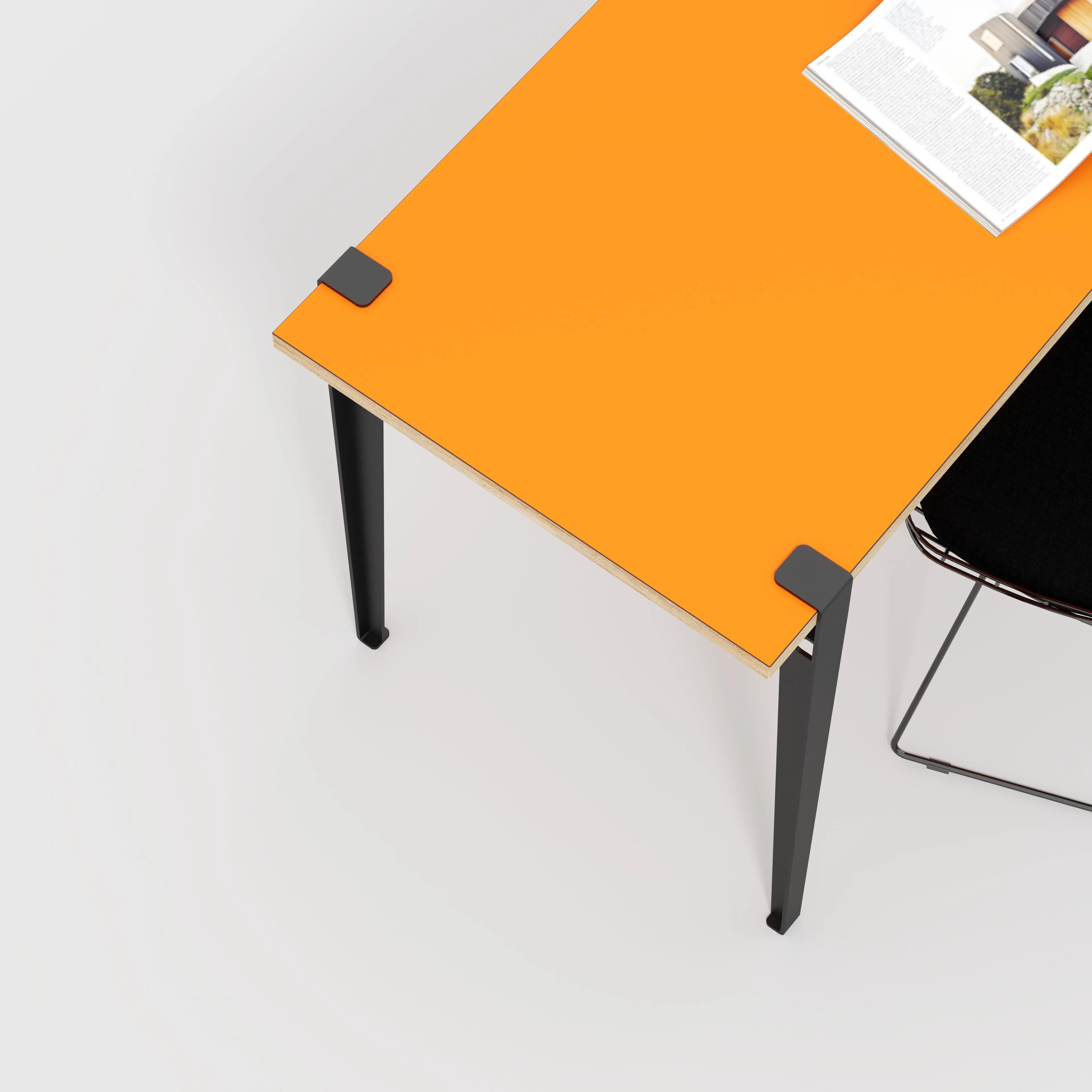 Plywood Desk with Black Tiptoe Legs - Formica Levante Orange - 1600(w) x 800(d) x 750(h) - Image 3