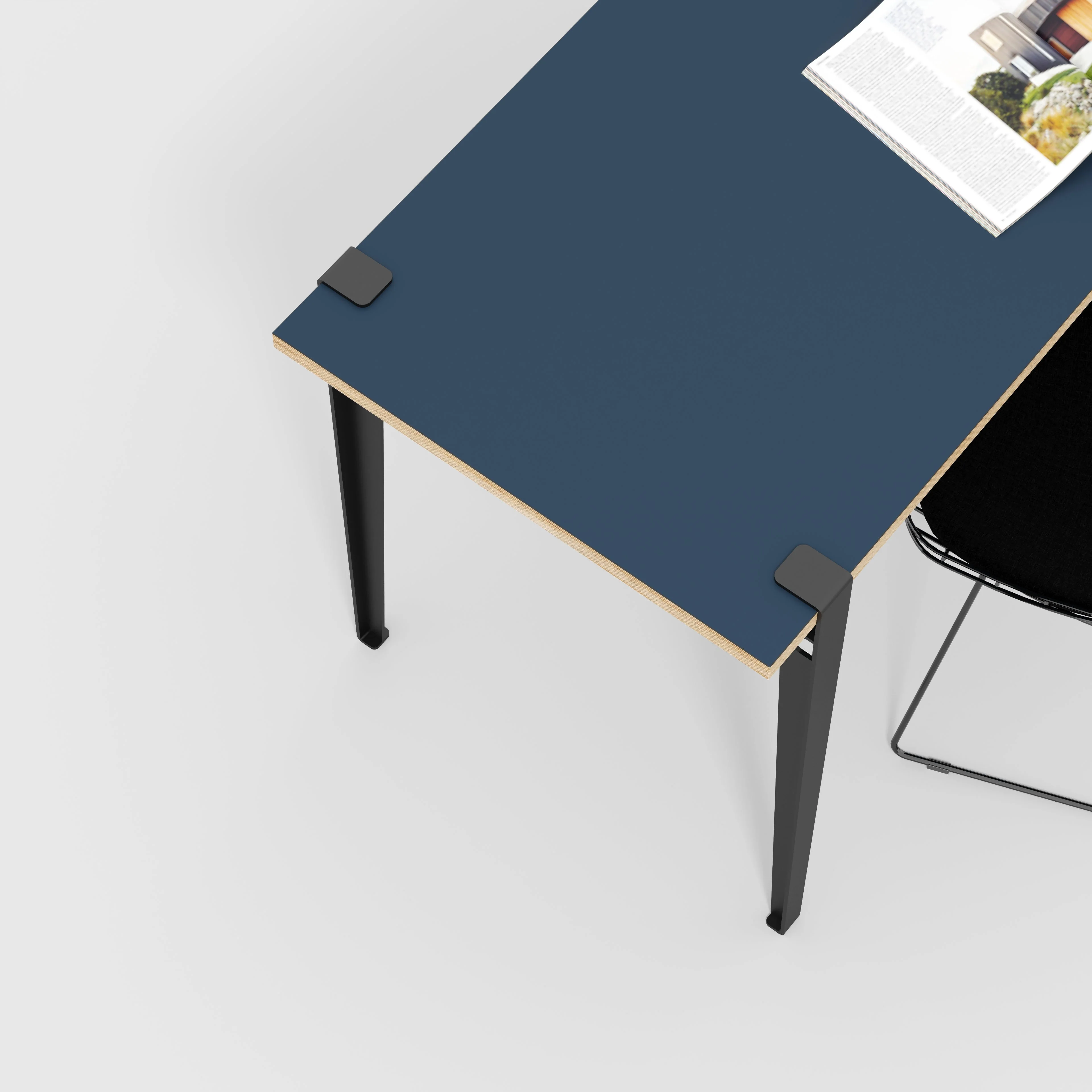 Plywood Desk with Black Tiptoe Legs - Formica Night Sea Blue - 1200(w) x 600(d) x 750(h) - Image 3