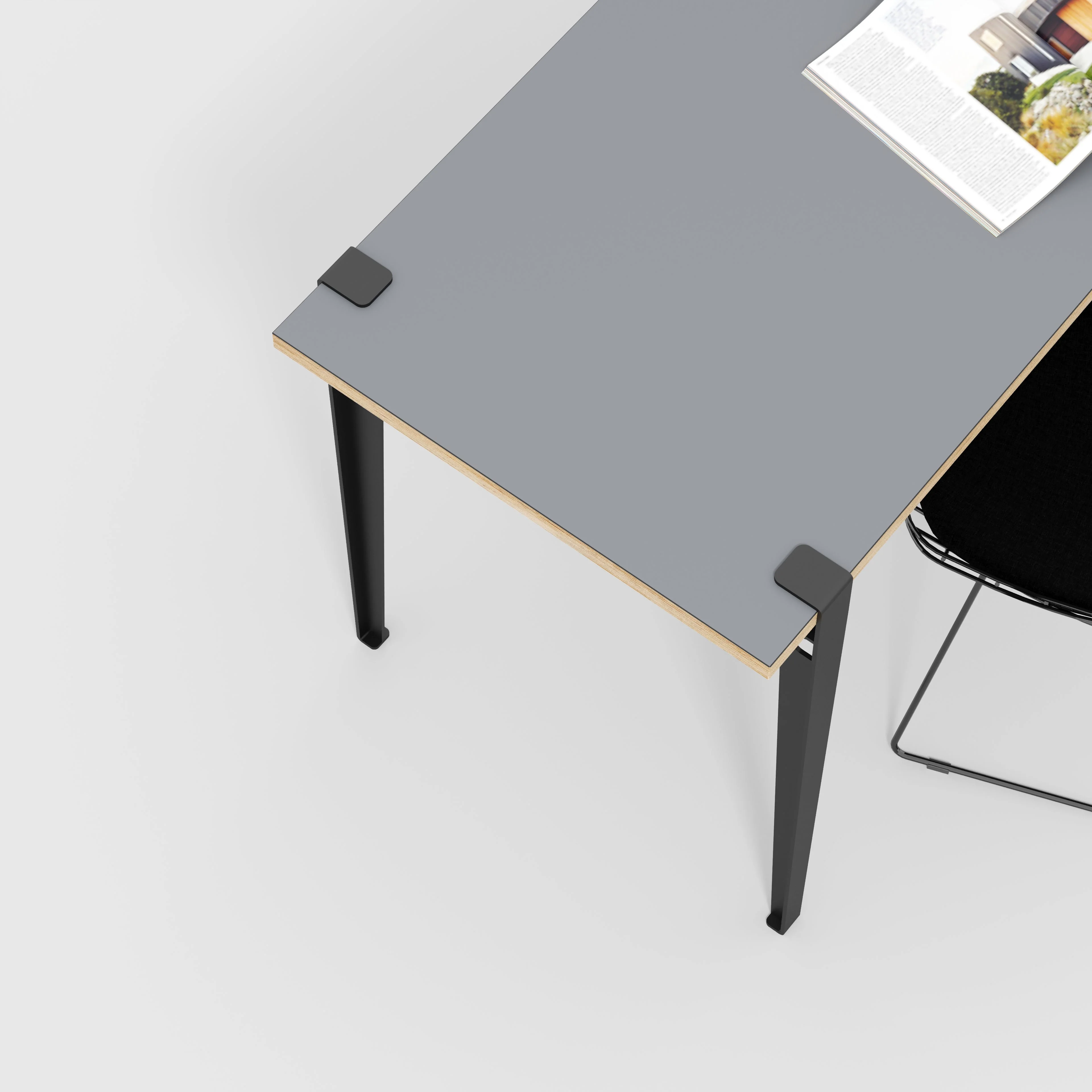 Plywood Desk with Black Tiptoe Legs - Formica Tornado Grey - 1200(w) x 600(d) x 750(h) - Image 3