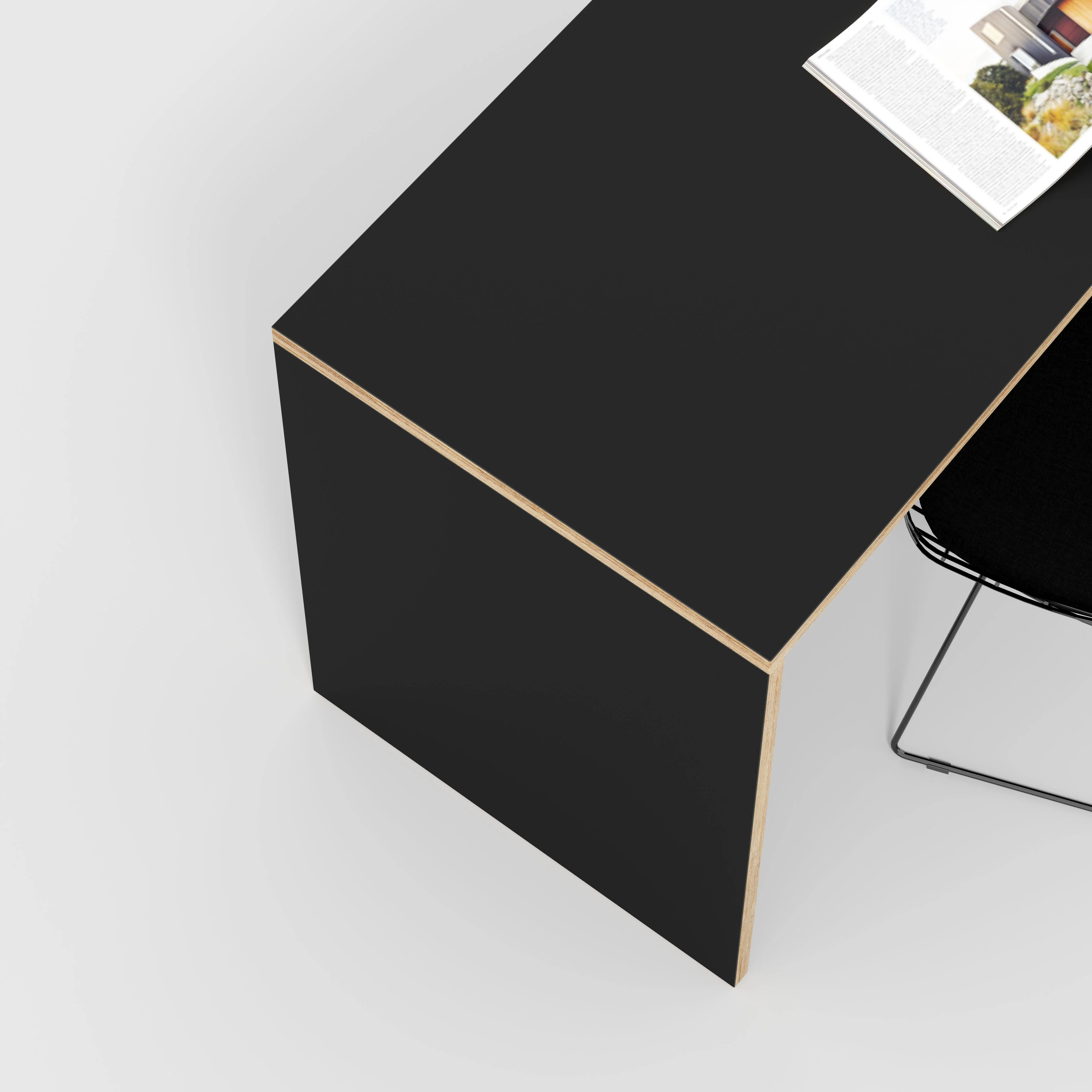 Plywood Desk with Solid Sides - Formica Diamond Black - 1600(w) x 800(d) x 750(h) - Image 3