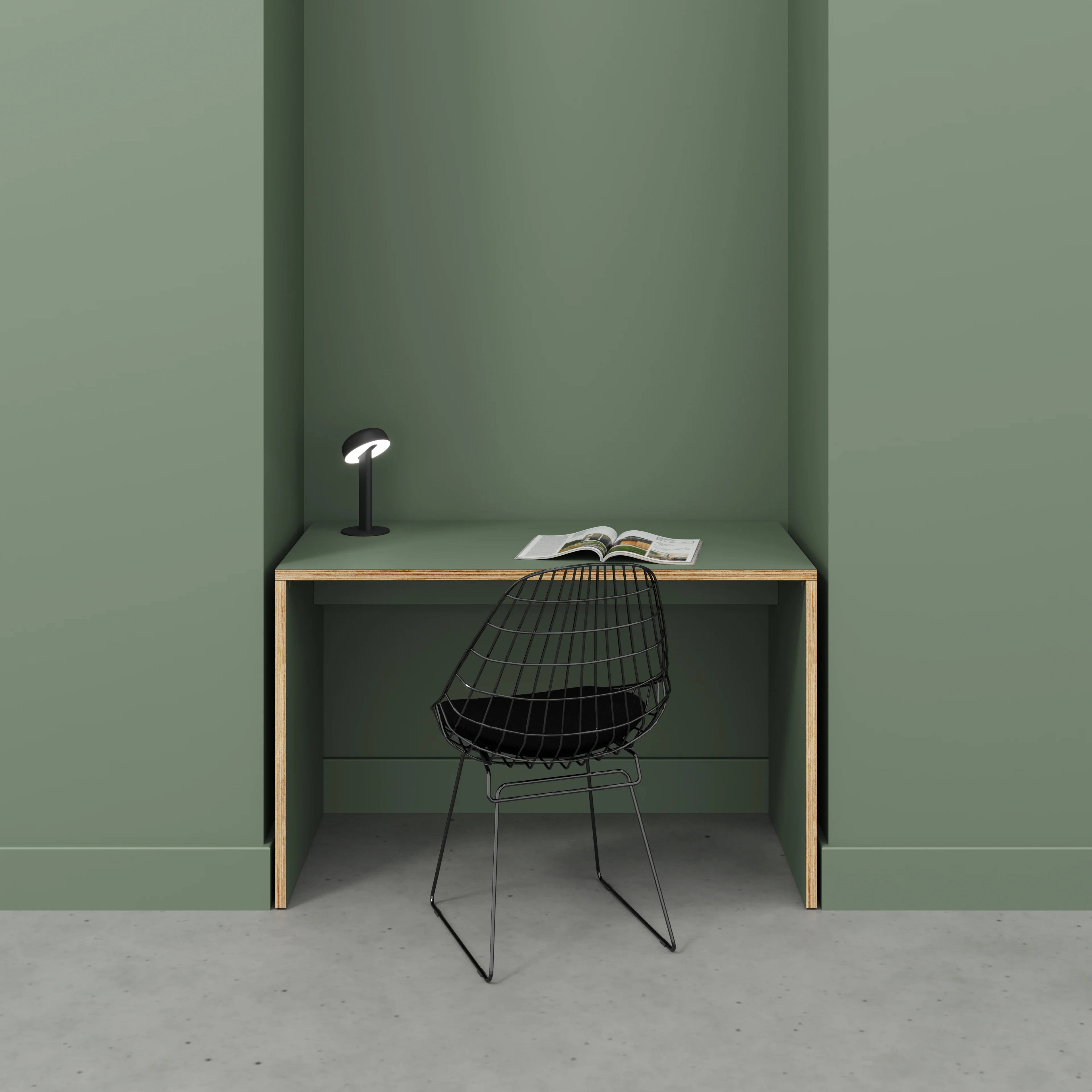 Plywood Desk with Solid Sides - Formica Green Slate - 1200(w) x 600(d) x 750(h) - Image 2